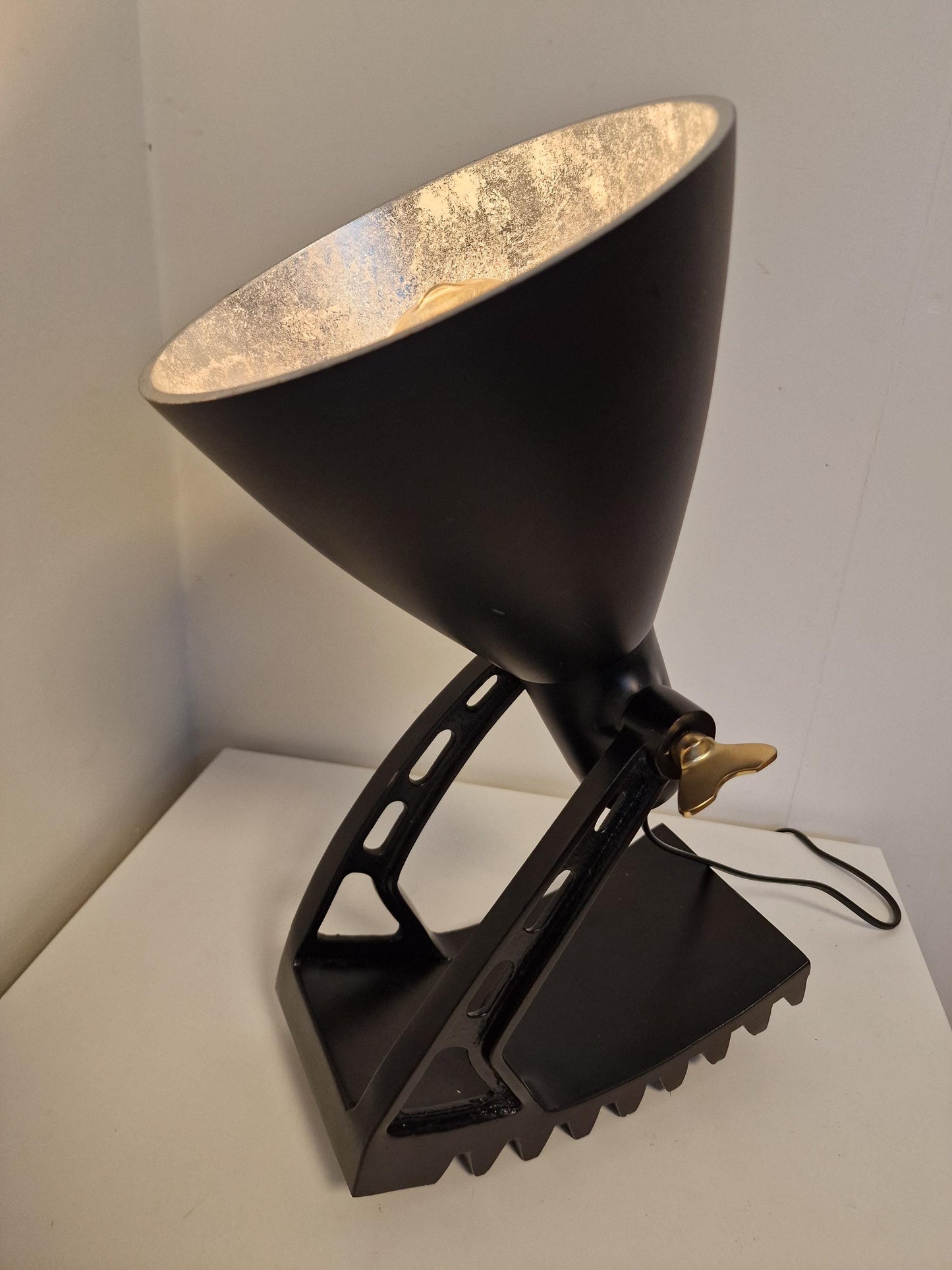 Pols Potten Rocking Table Lamp – Industrial Dutch Design, Brass Shade