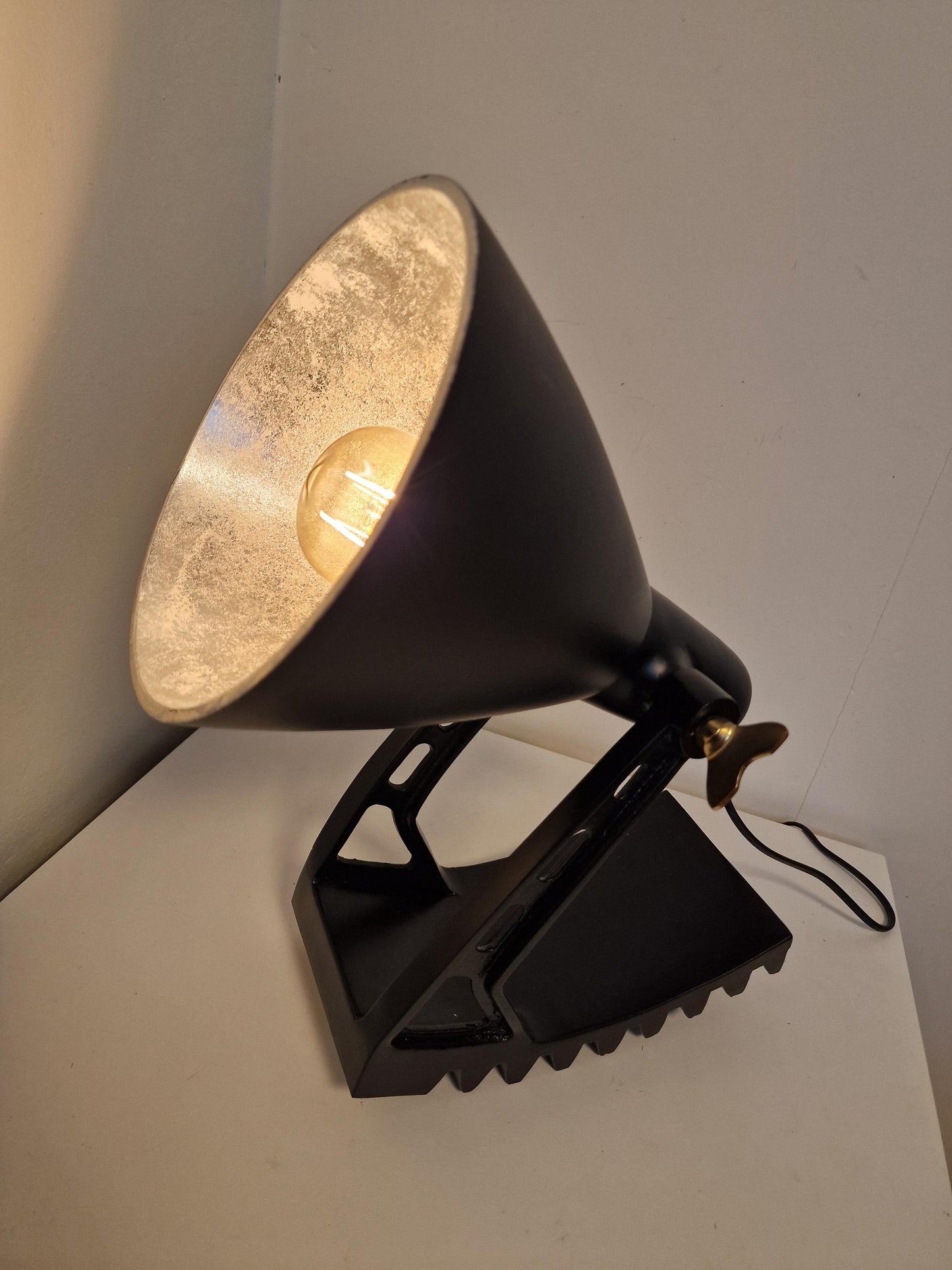 Pols Potten Rocking Table Lamp – Industrial Dutch Design, Brass Shade