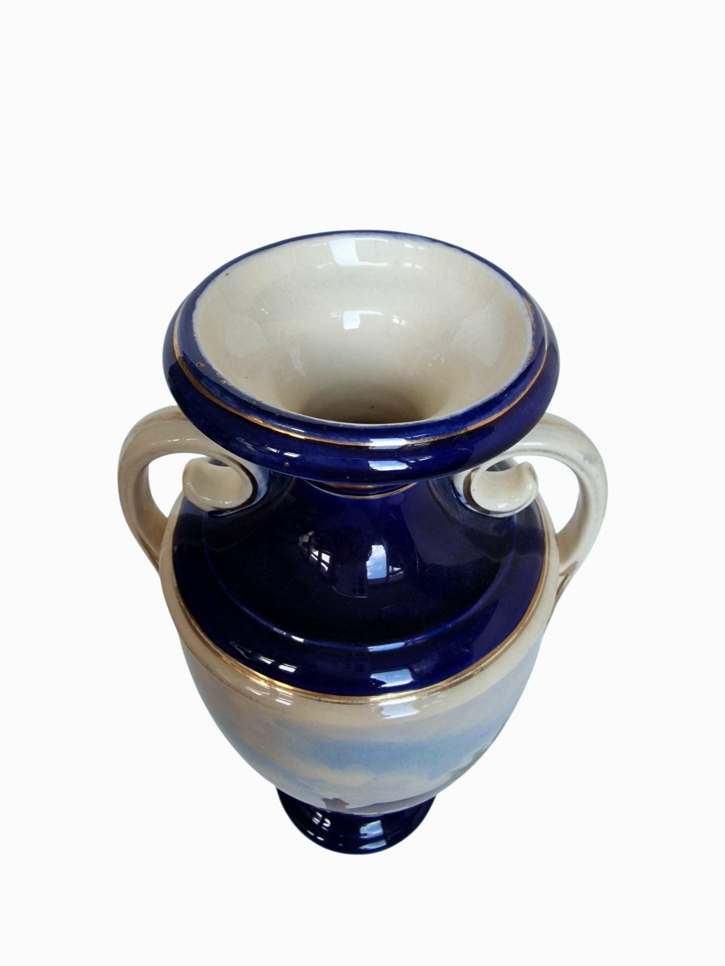 Antique Rörstrand Vase, 1890 Swedish Earthenware Amphora, Hand-Painted Landscape