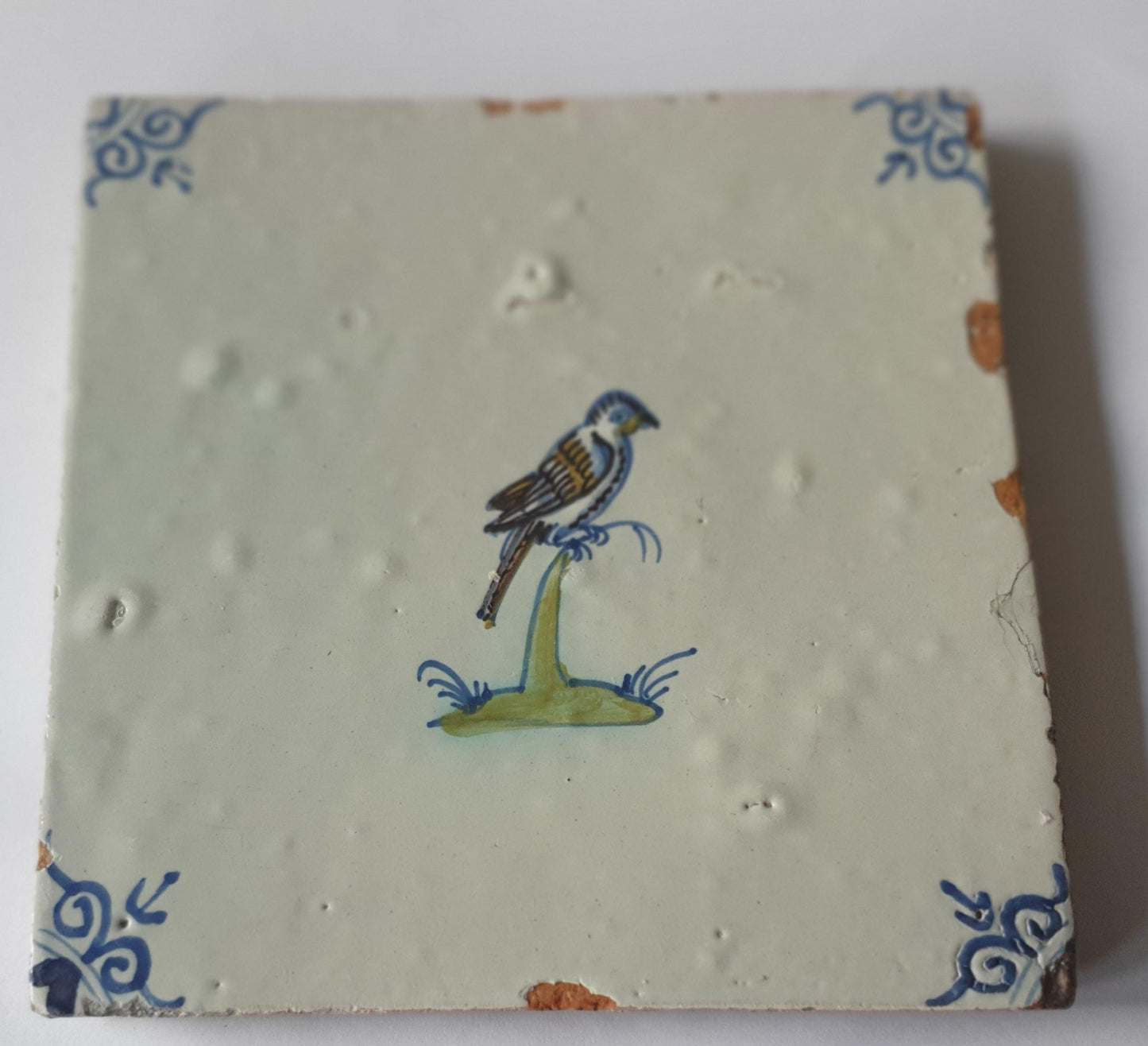 Antique Delft Tile – Polychrome Bird, Circa 1640