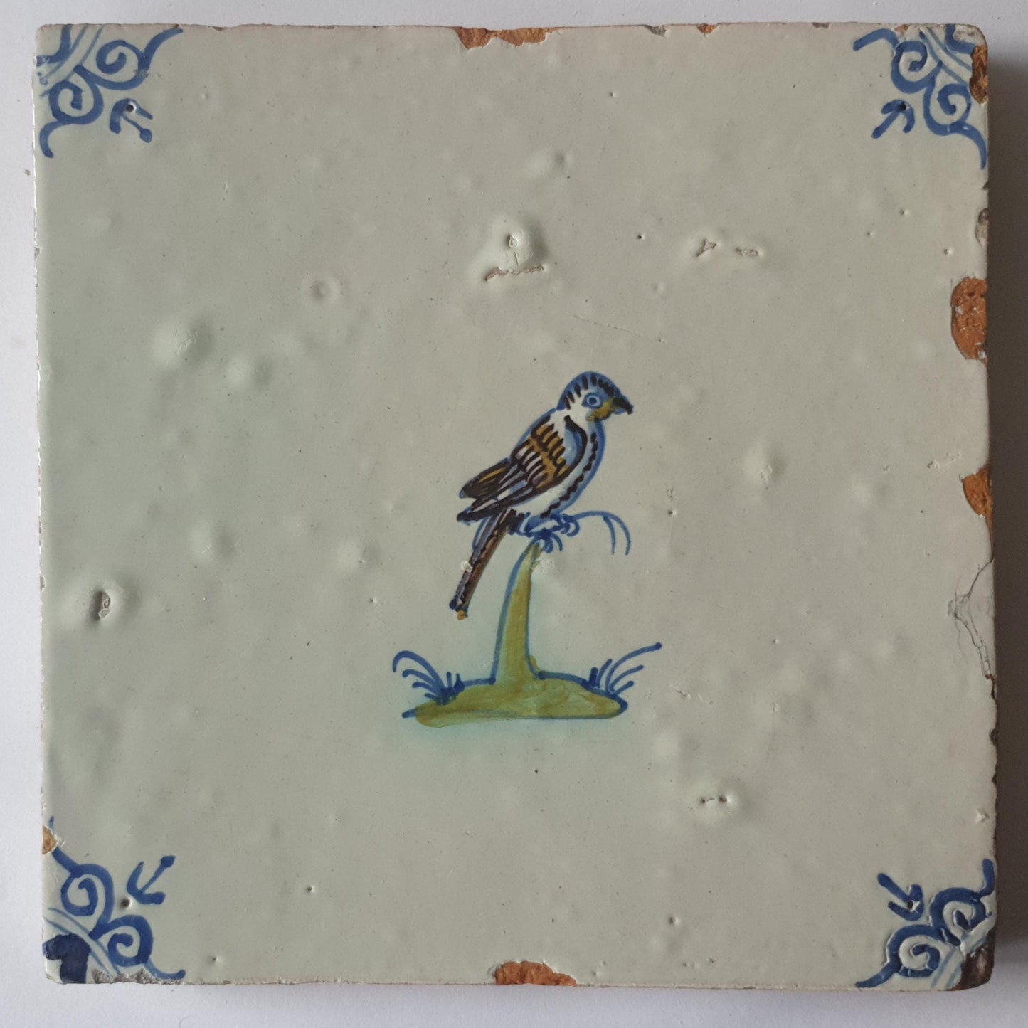 Antique Delft Tile – Polychrome Bird, Circa 1640