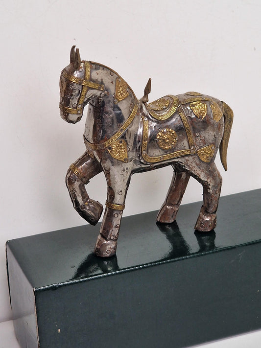 Decorative Brass and Silvered Metal Horse – India, ca. 1950–1970 rajasthan jaipur