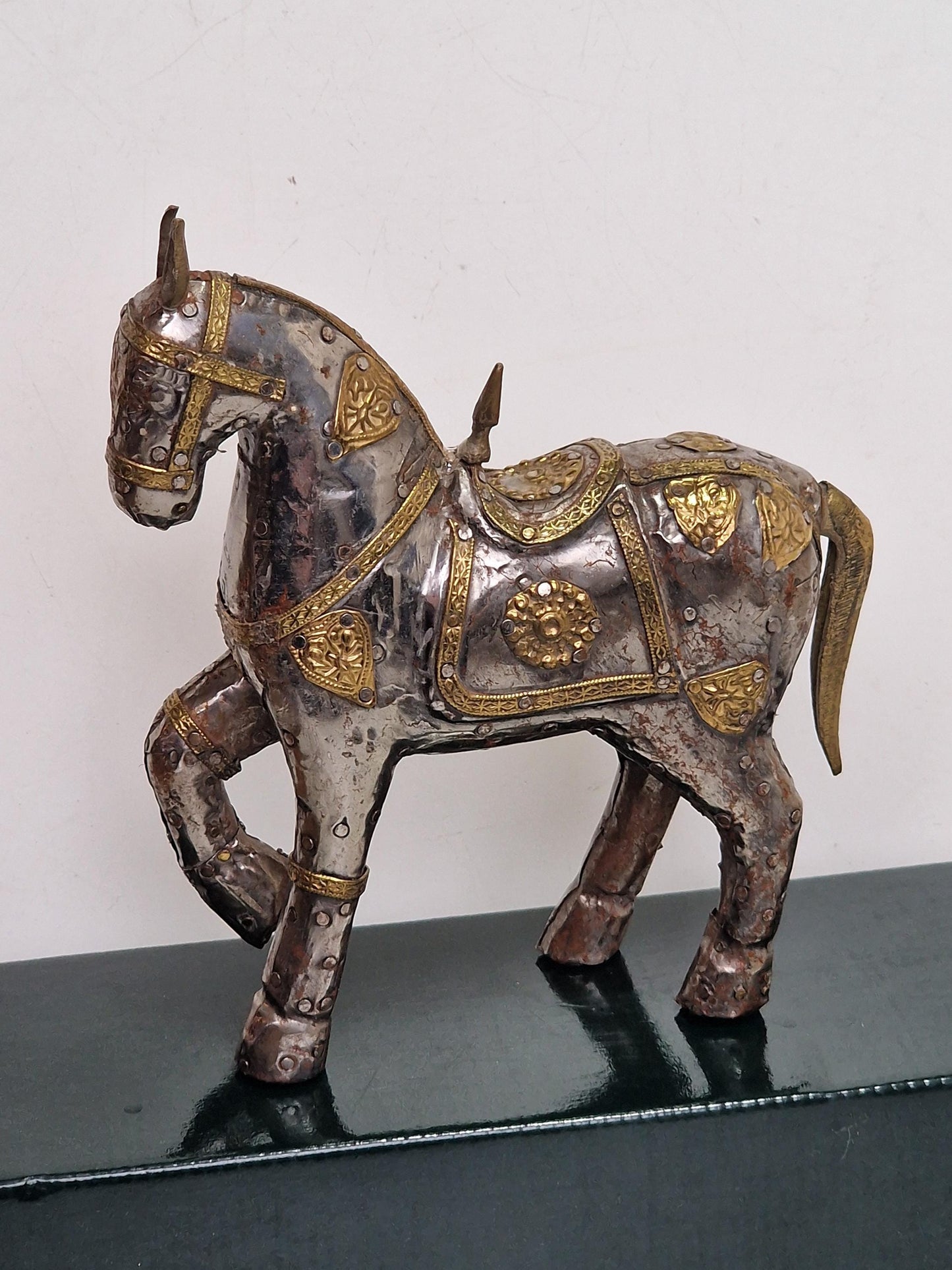 Decorative Brass and Silvered Metal Horse – India, ca. 1950–1970 rajasthan jaipur
