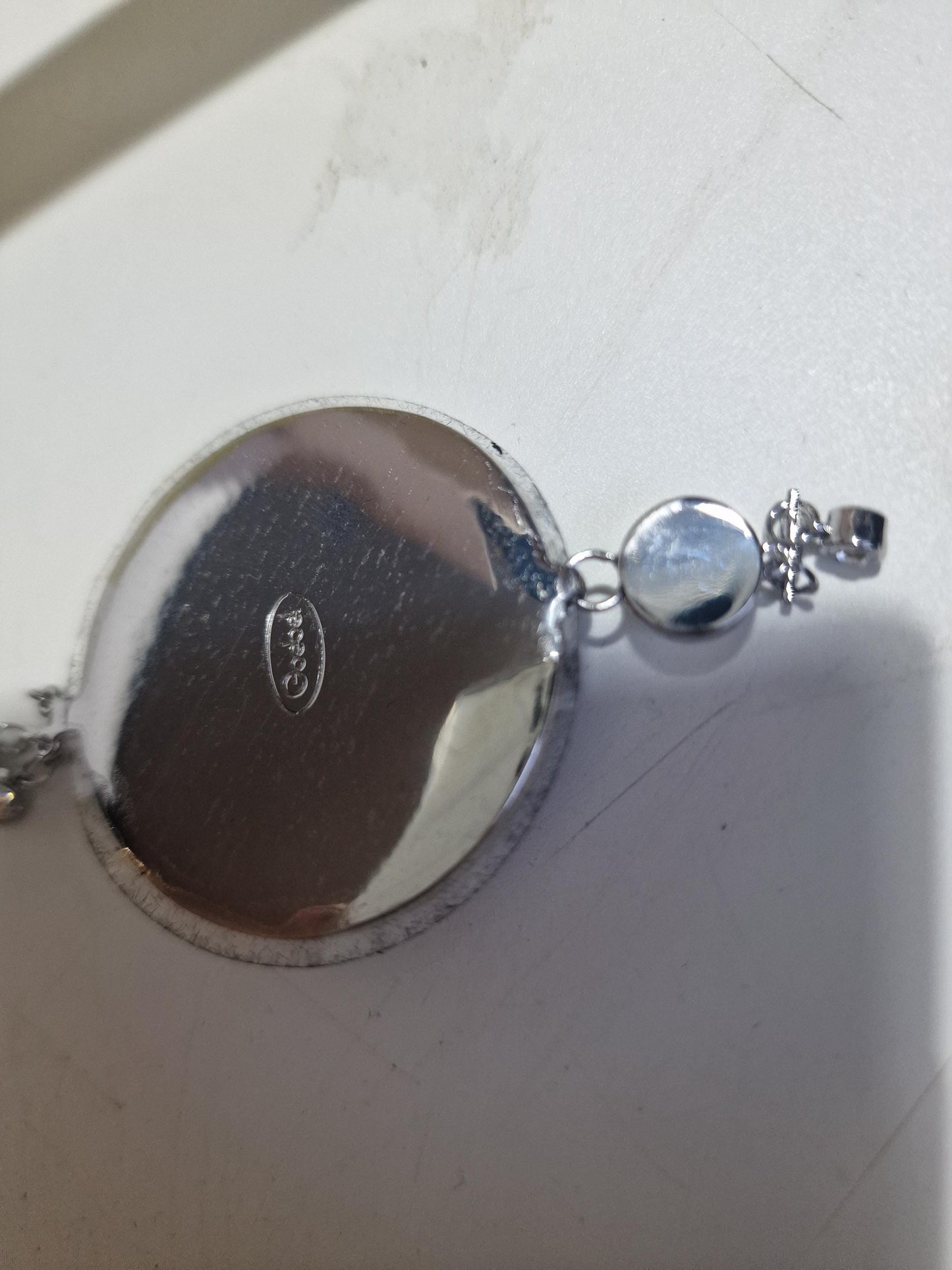 Goebel Porcelain Pendant Necklace, Rhinestone Accent