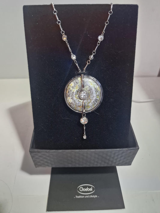 Goebel Porcelain Pendant Necklace, Rhinestone Accent