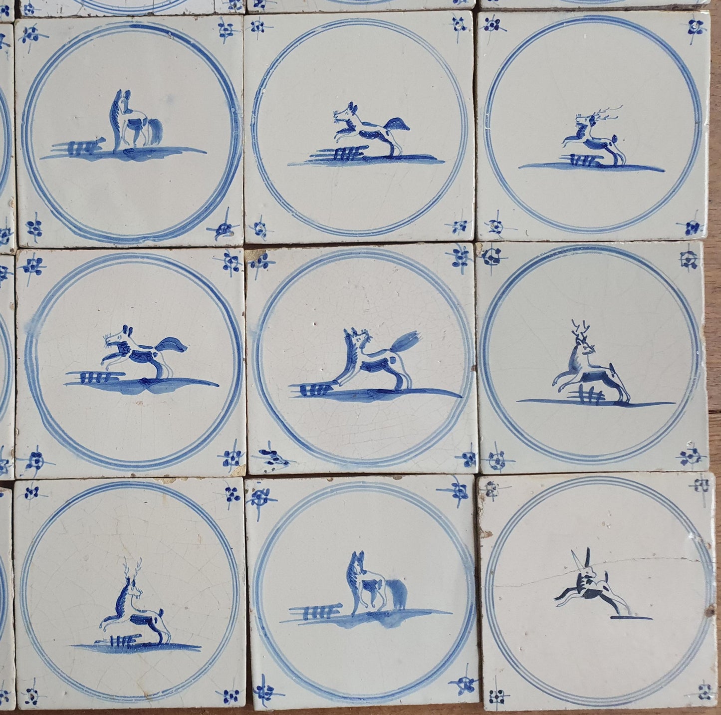 25 Antique Delft Tiles: 18th Century Dutch Animal Tiles circle springer