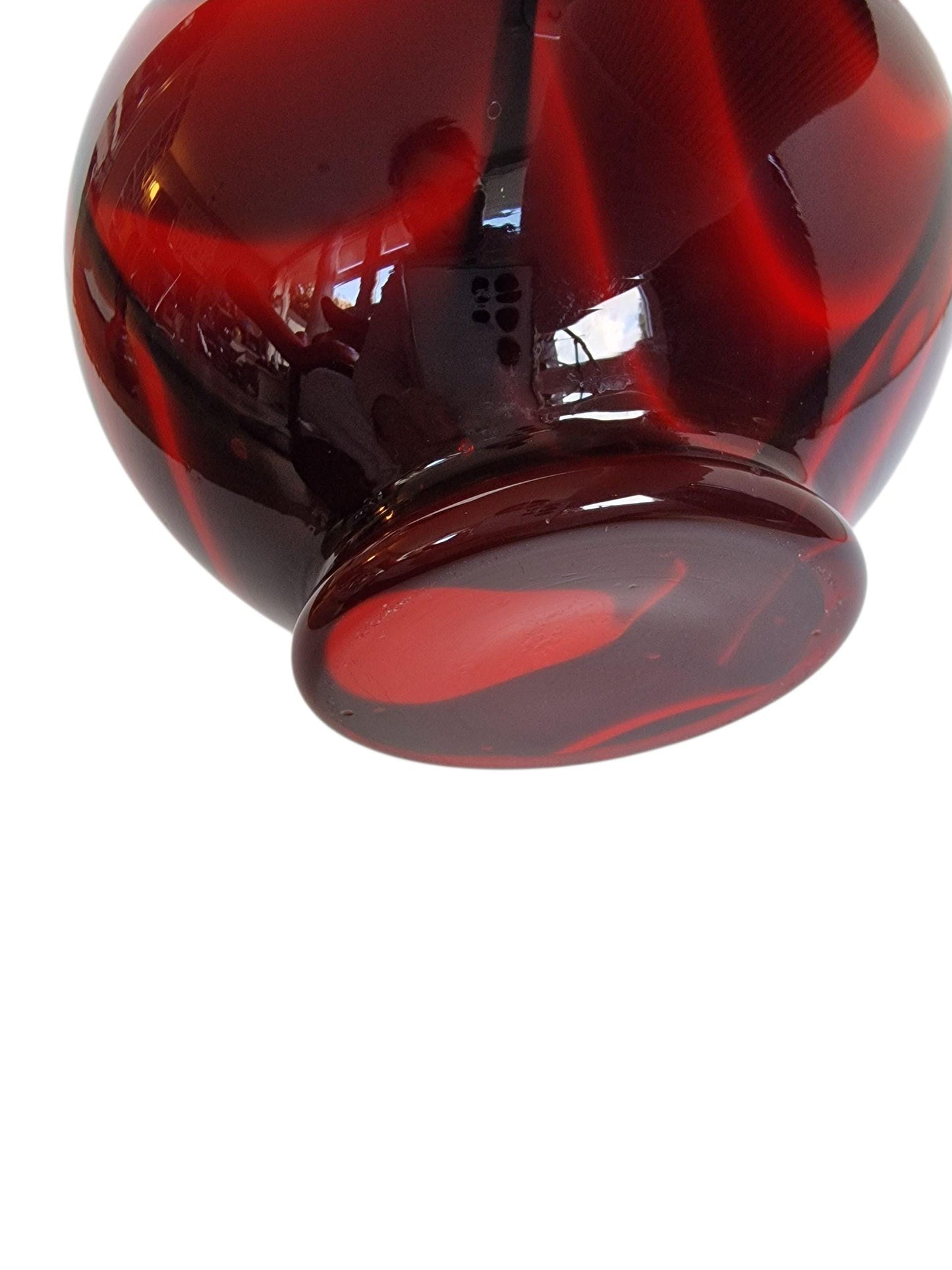 Vintage Josefinenhütte Art Glass Pitchers: Black and Red Handblown Vases