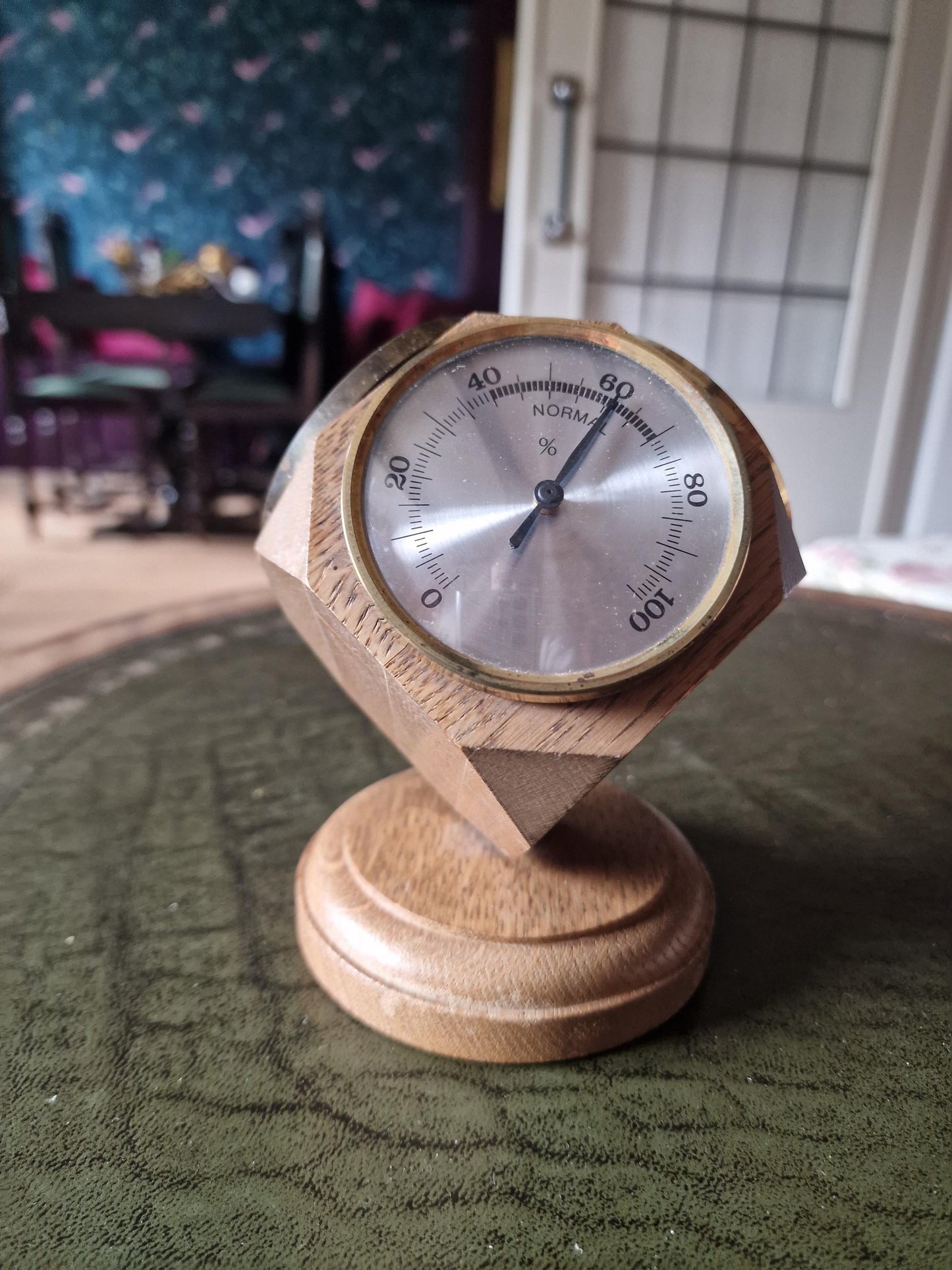 Vintage 60s Rotating Wood Barometer Thermometer – German Kubic Design