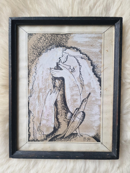 Tatjana Gorshunova 1954 - 1994 Original Russian Artwork - Früher Morgen m - Gouache on Paper, framed vintage russian art painting
