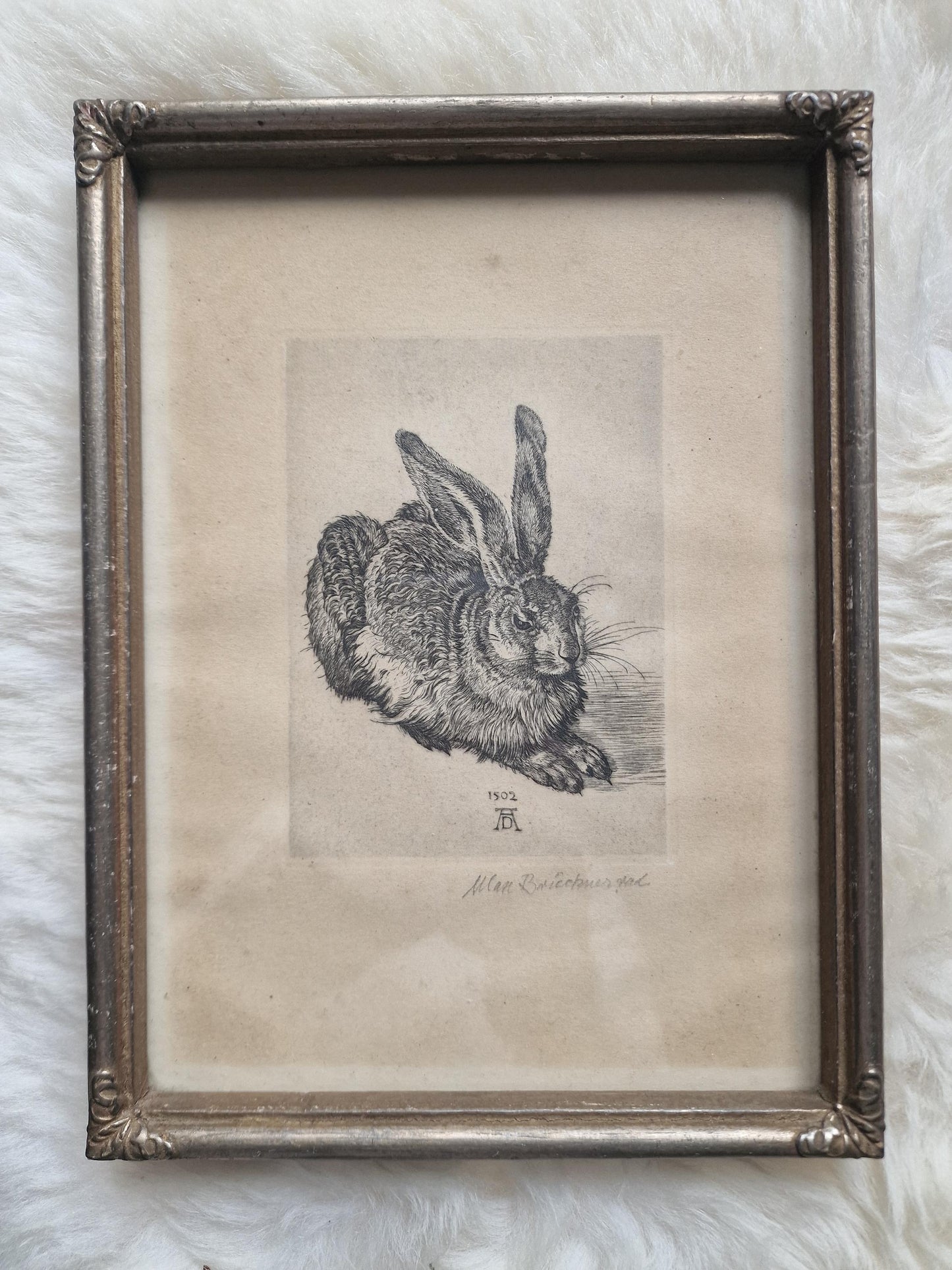 Max Brückner Hare Print – 1910s Vintage German Framed Artwork