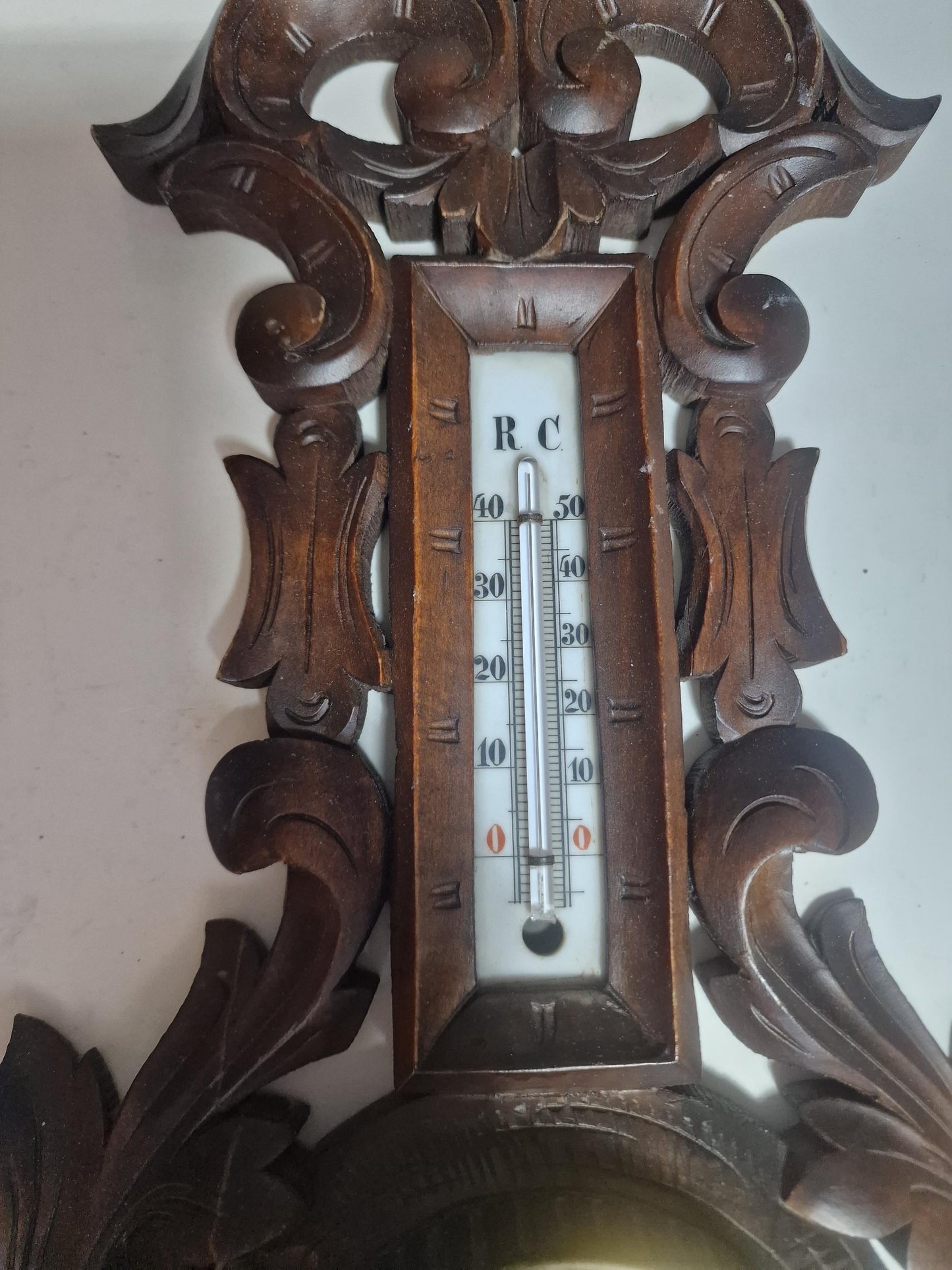 Antique Art Nouveau Barometer, Grunwald Frankfurt, hofleverancier, Carved holosterie weatherstation