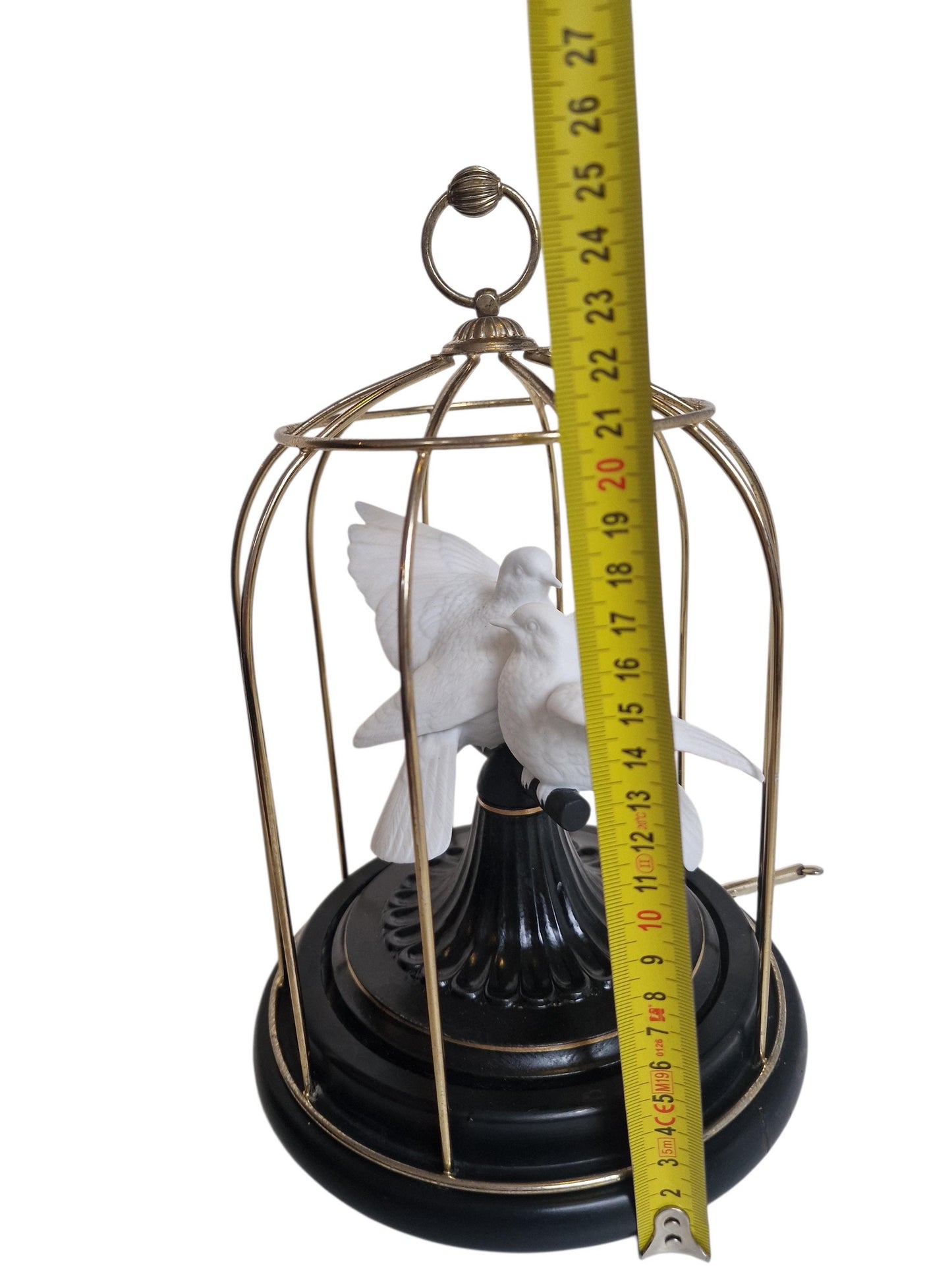 Franklin Mint Birds of Love Music Box – Porcelain Doves, Brass Cage, 1987