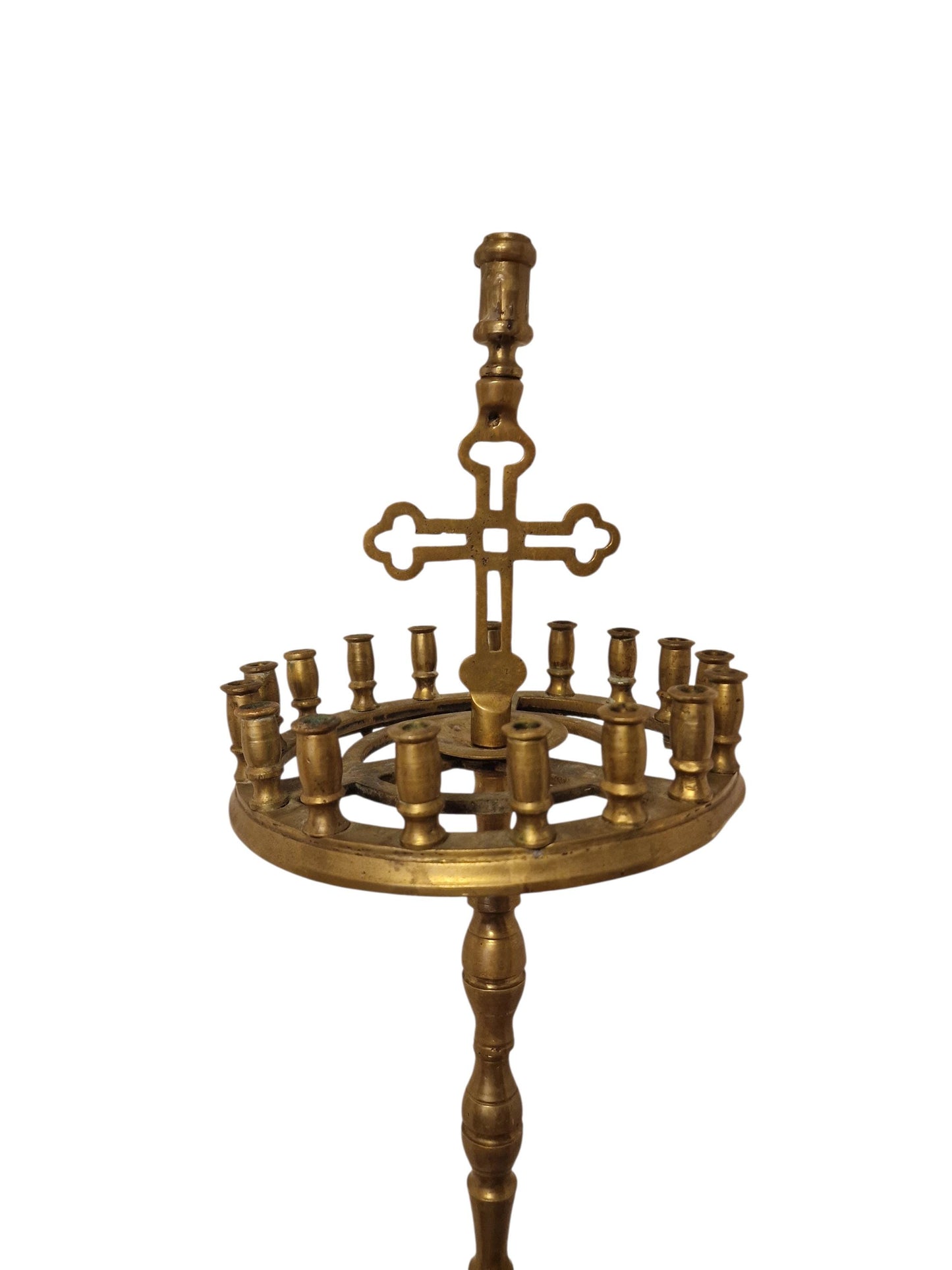 Antique Brass 18-Light Church Candle Stand – Catholic Sanctuary Decor, 43"