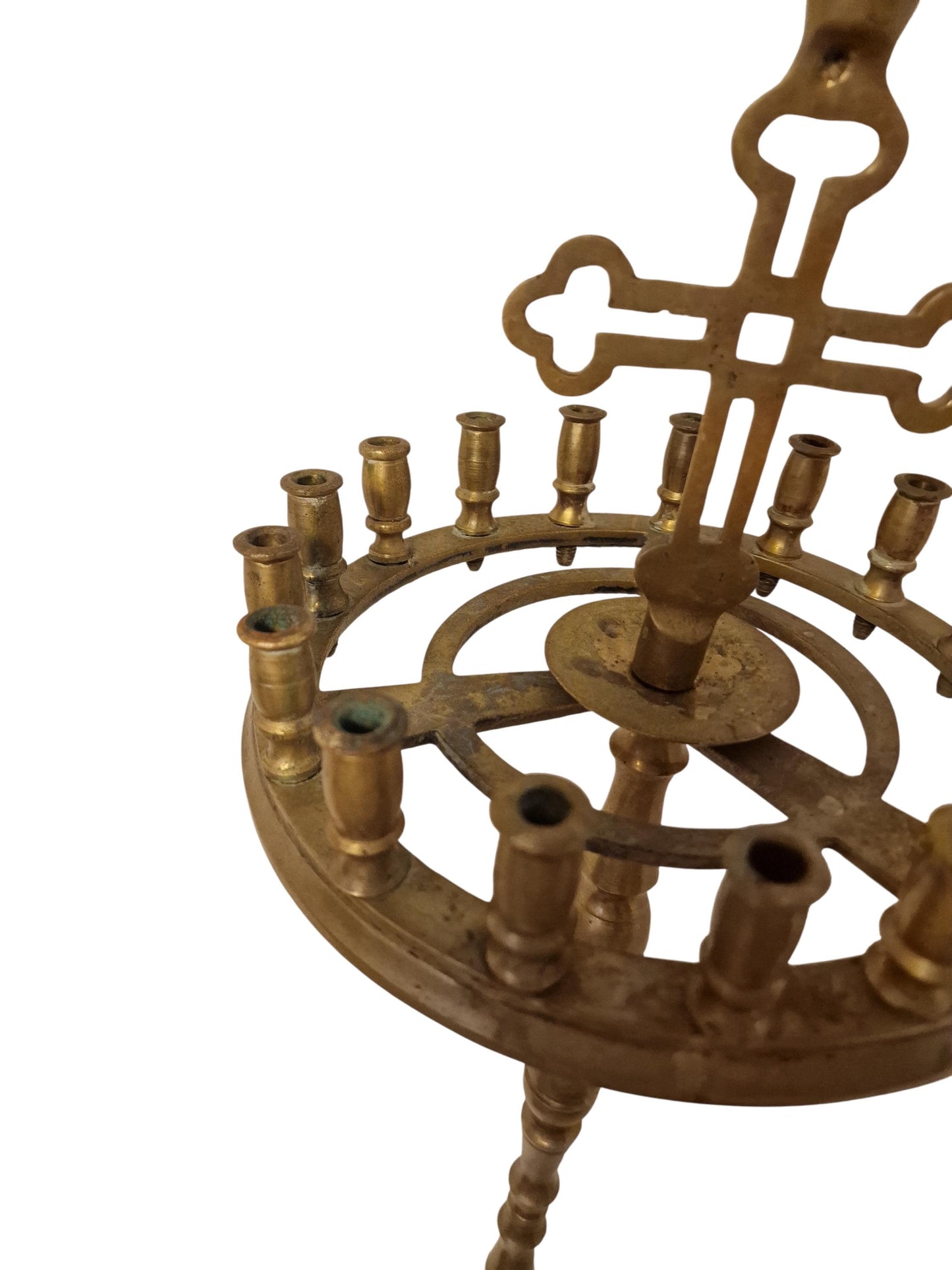 Antique Brass 18-Light Church Candle Stand – Catholic Sanctuary Decor, 43"