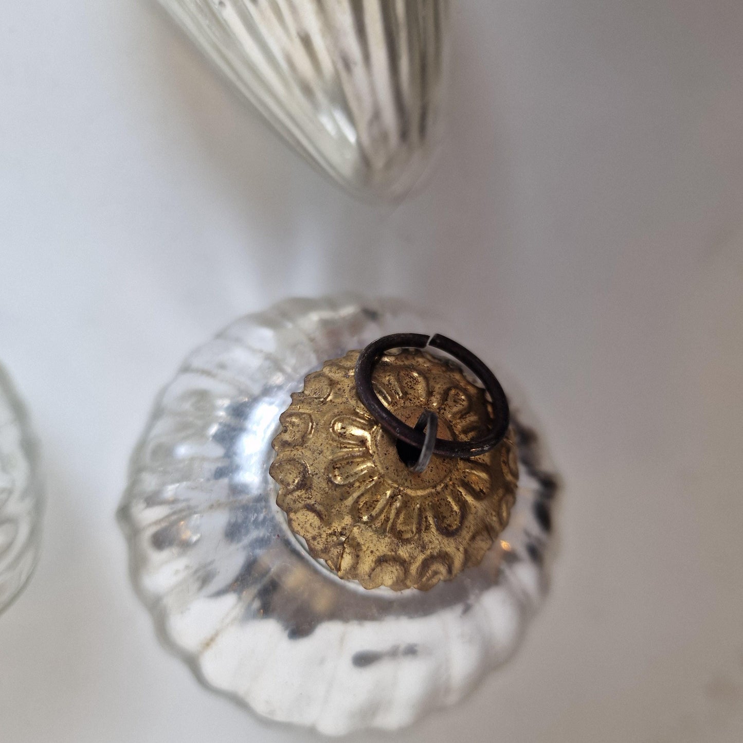 Set of 10 Antique Heavy Glass Christmas Baubles