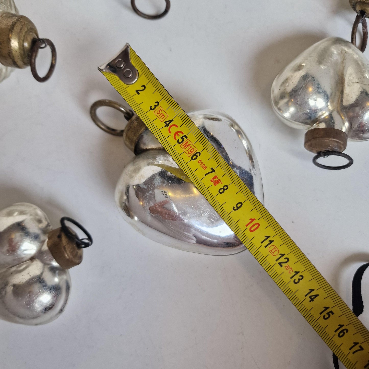 Set of 10 Antique Heavy Glass Christmas Baubles