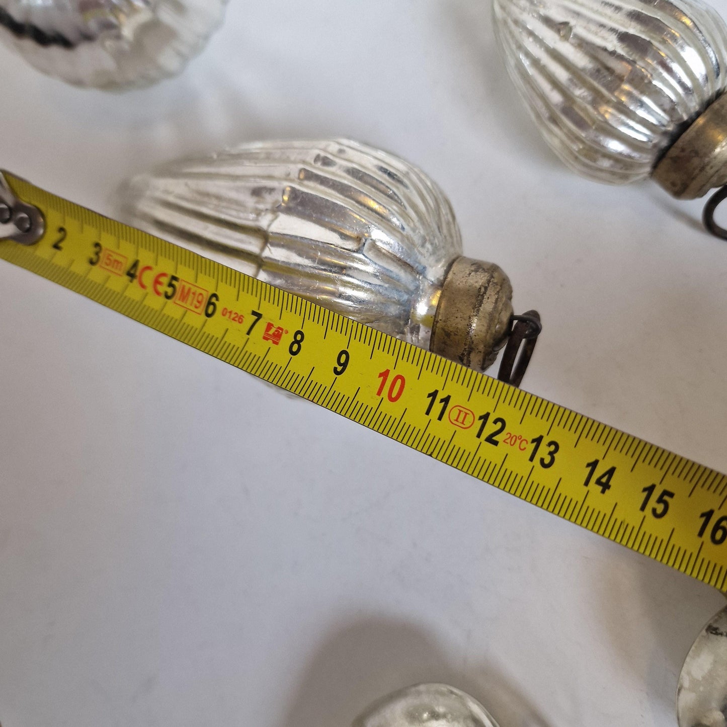 Set of 10 Antique Heavy Glass Christmas Baubles