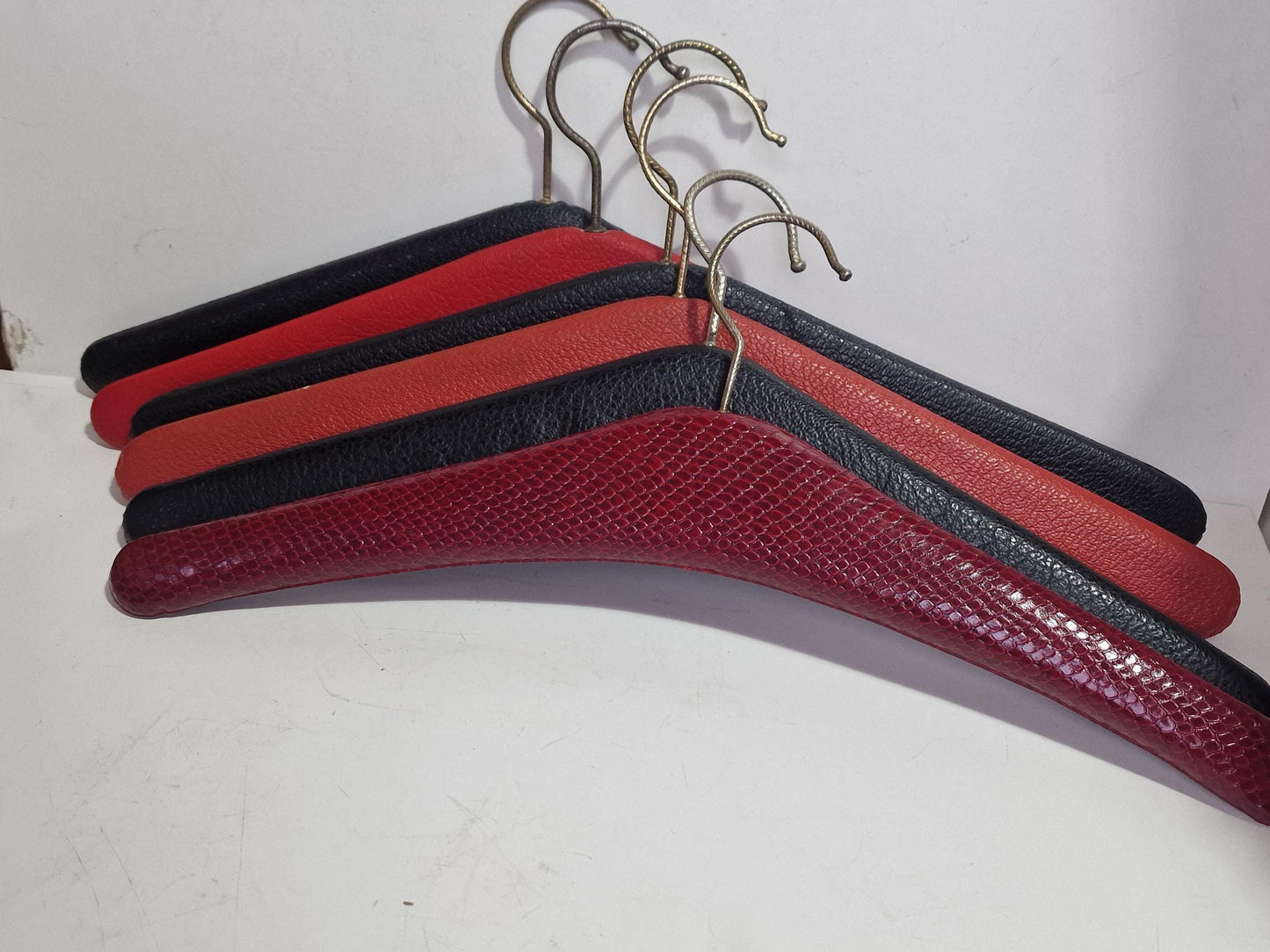 Vintage Padded Leatherette Hangers, Set of 6 Studded Rockabilly Glam
