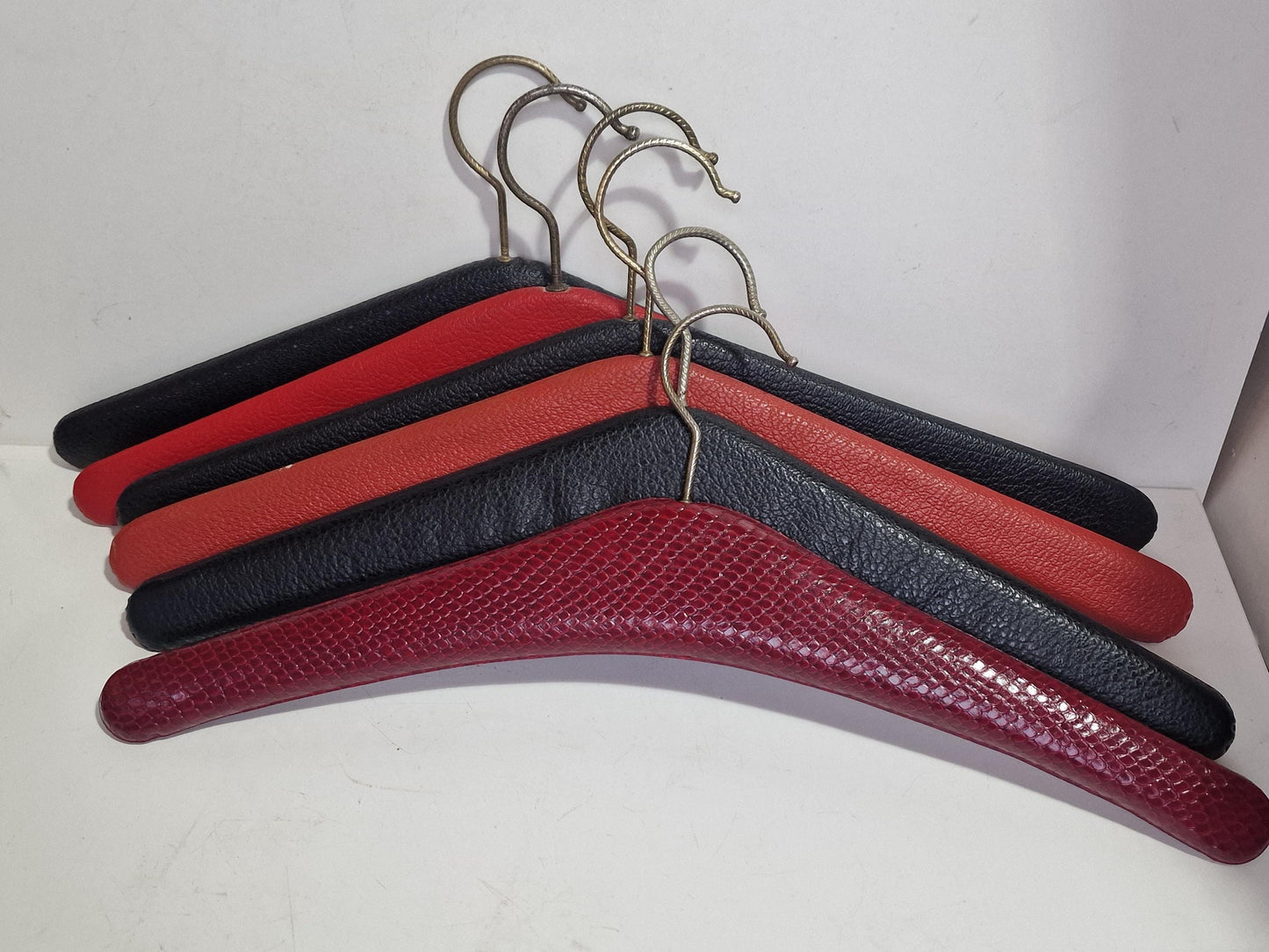 Vintage Padded Leatherette Hangers, Set of 6 Studded Rockabilly Glam