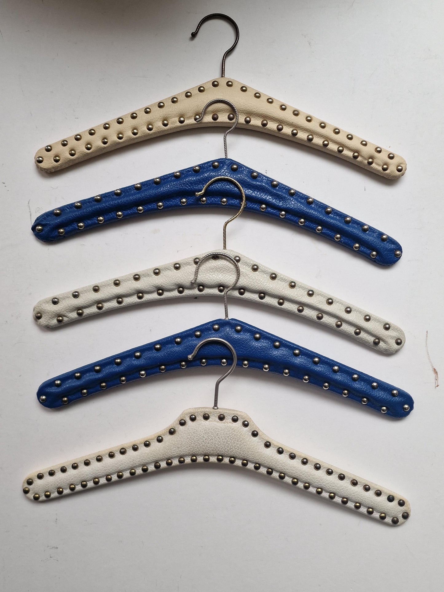 Set of 5 Vintage Rockabilly Studded Leatherette Hangers, 41cm