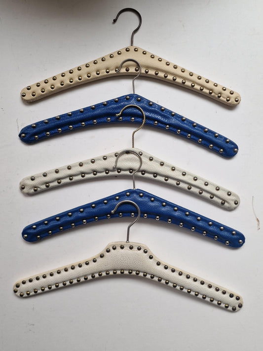 Set of 5 Vintage Rockabilly Studded Leatherette Hangers, 41cm