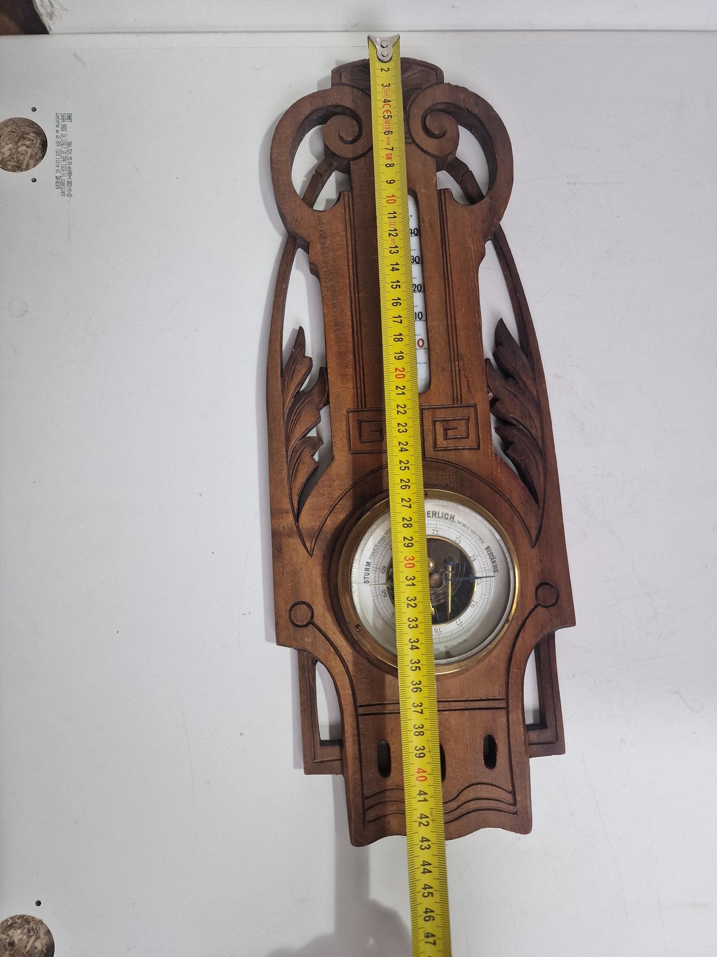 Antique Art Nouveau Barometer, Troplowitz, Munchen, Germany Bavaria, Carved holosterie weatherstation