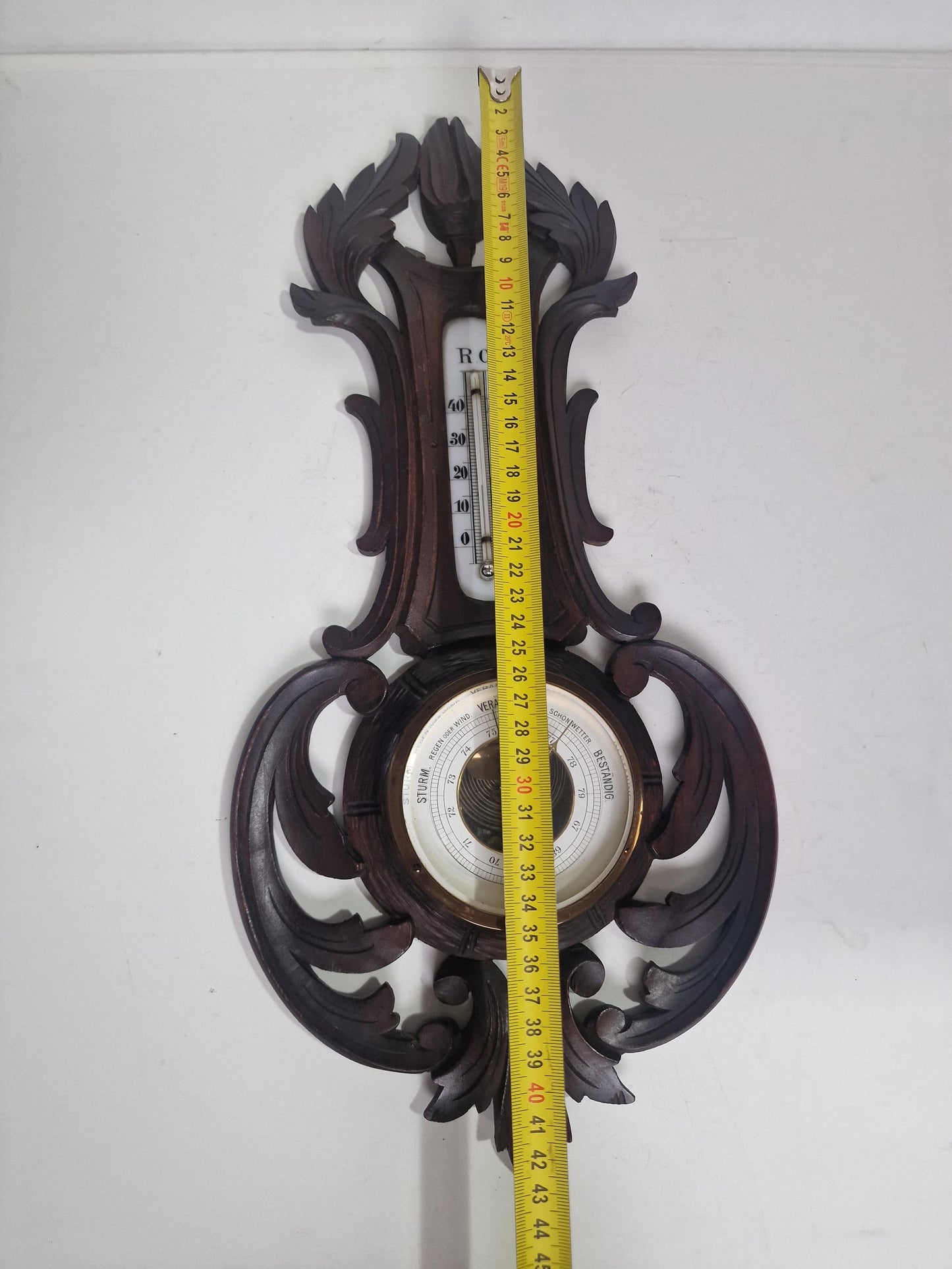 Antique Art Nouveau Barometer, Germany, Carved holosterie weatherstation