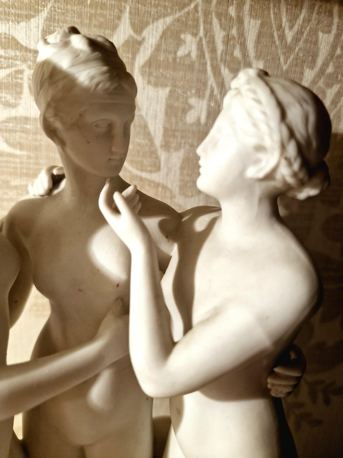 The Three Graces Porcelain Sculpture, Hertwig & Co, Neoclassical Revival