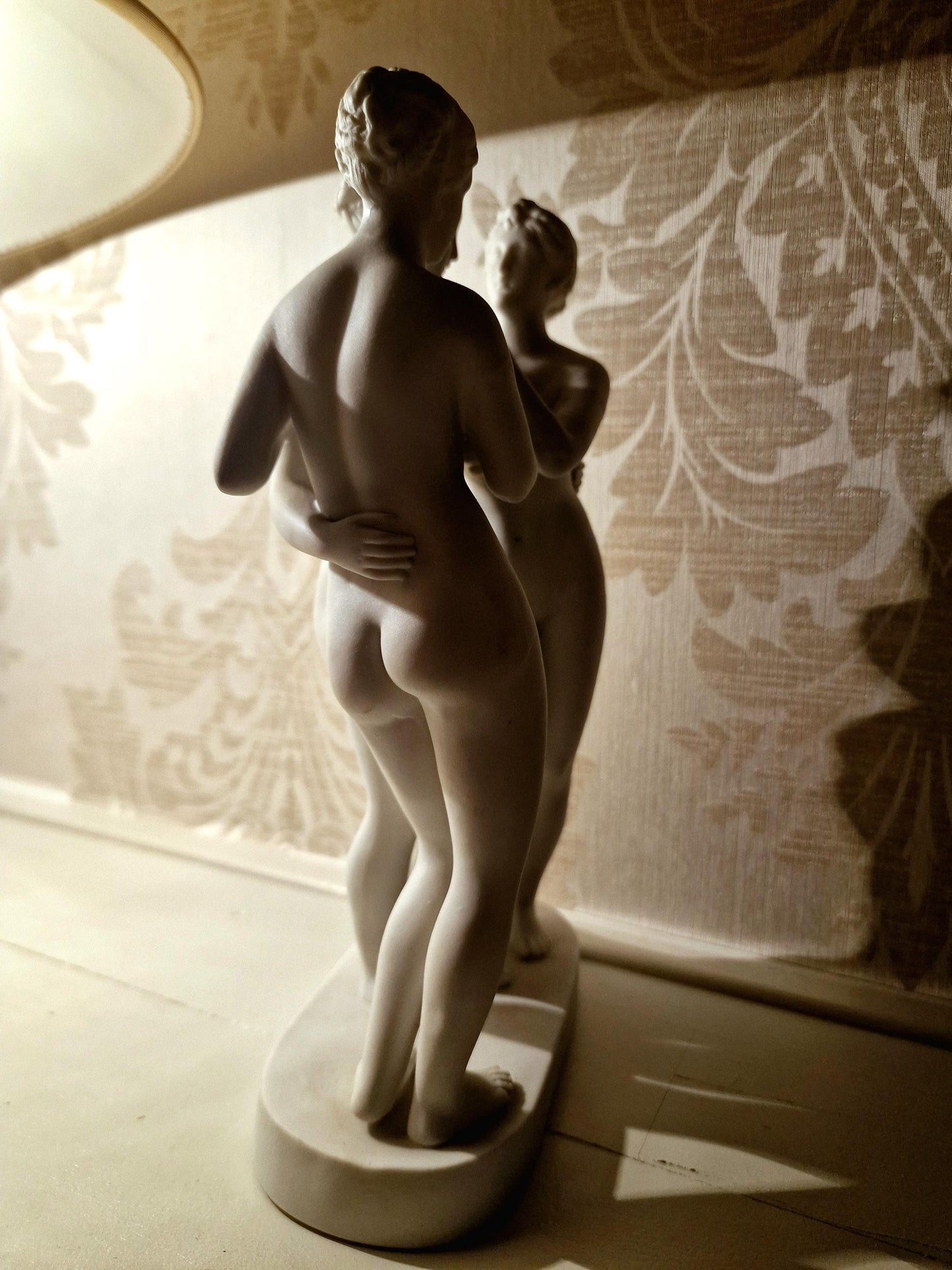 The Three Graces Porcelain Sculpture, Hertwig & Co, Neoclassical Revival