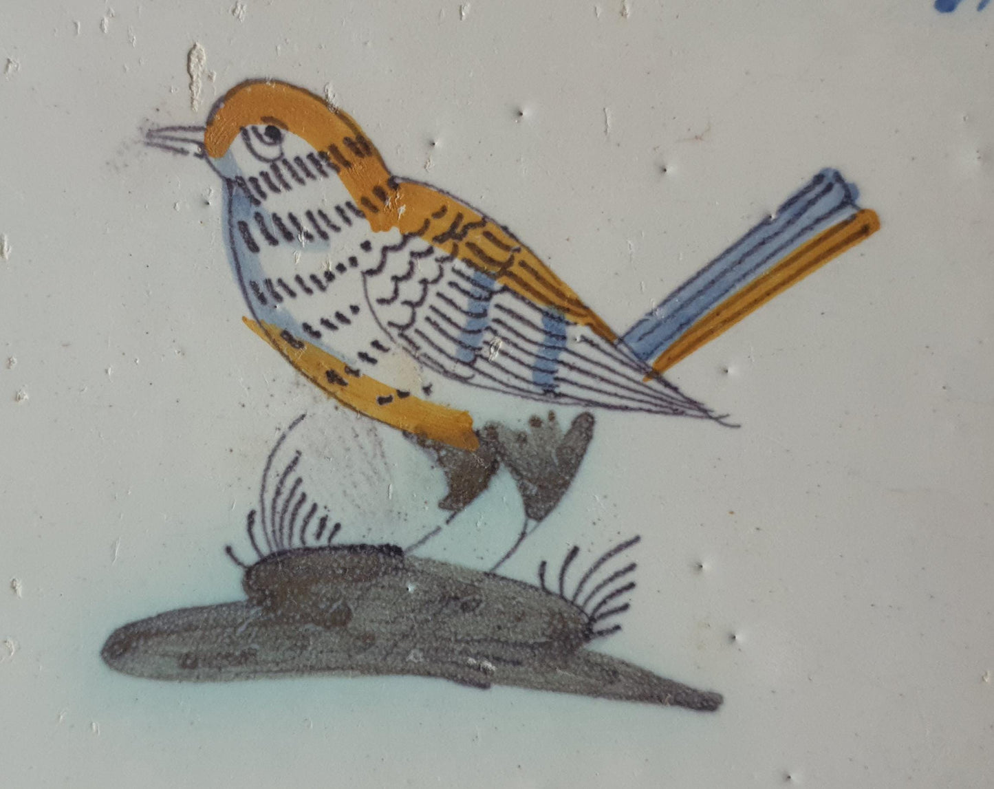 Antique Delft Tile – Polychrome Bird, Circa 1625