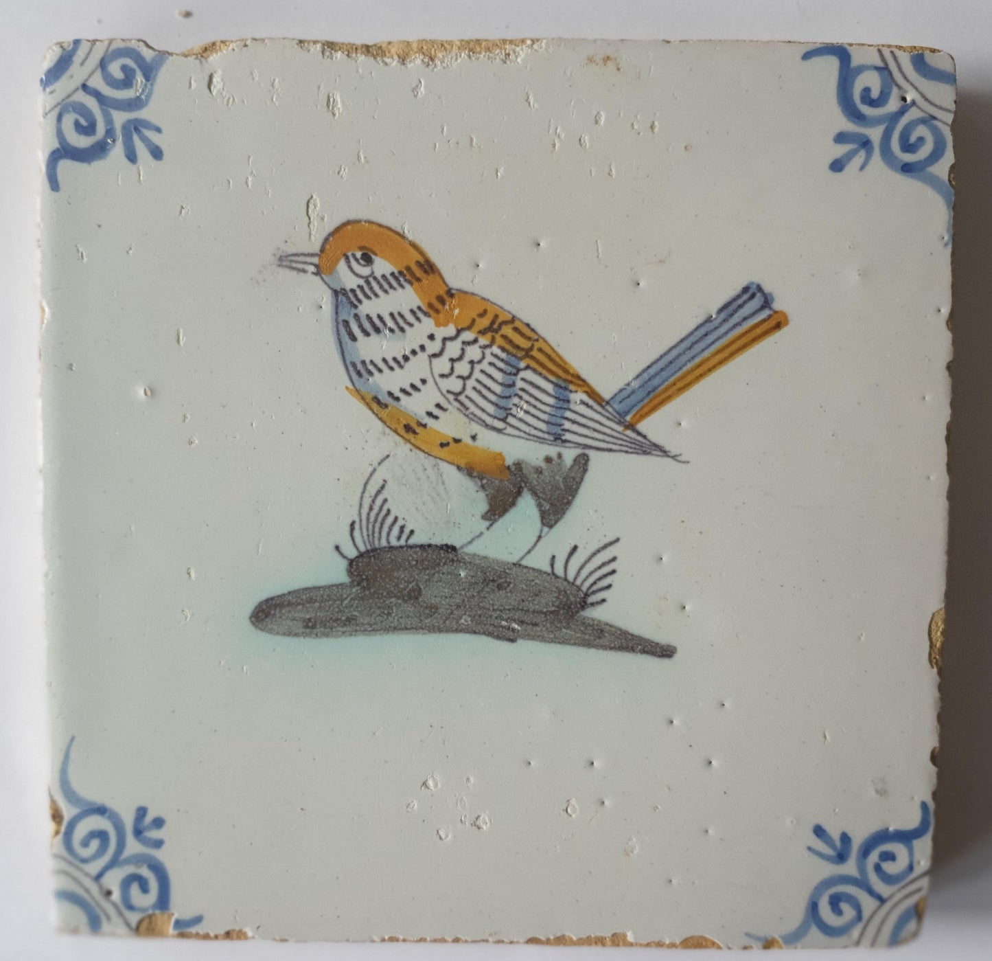 Antique Delft Tile – Polychrome Bird, Circa 1625
