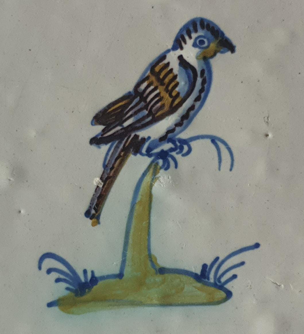 Antique Delft Tile – Polychrome Bird, Circa 1640
