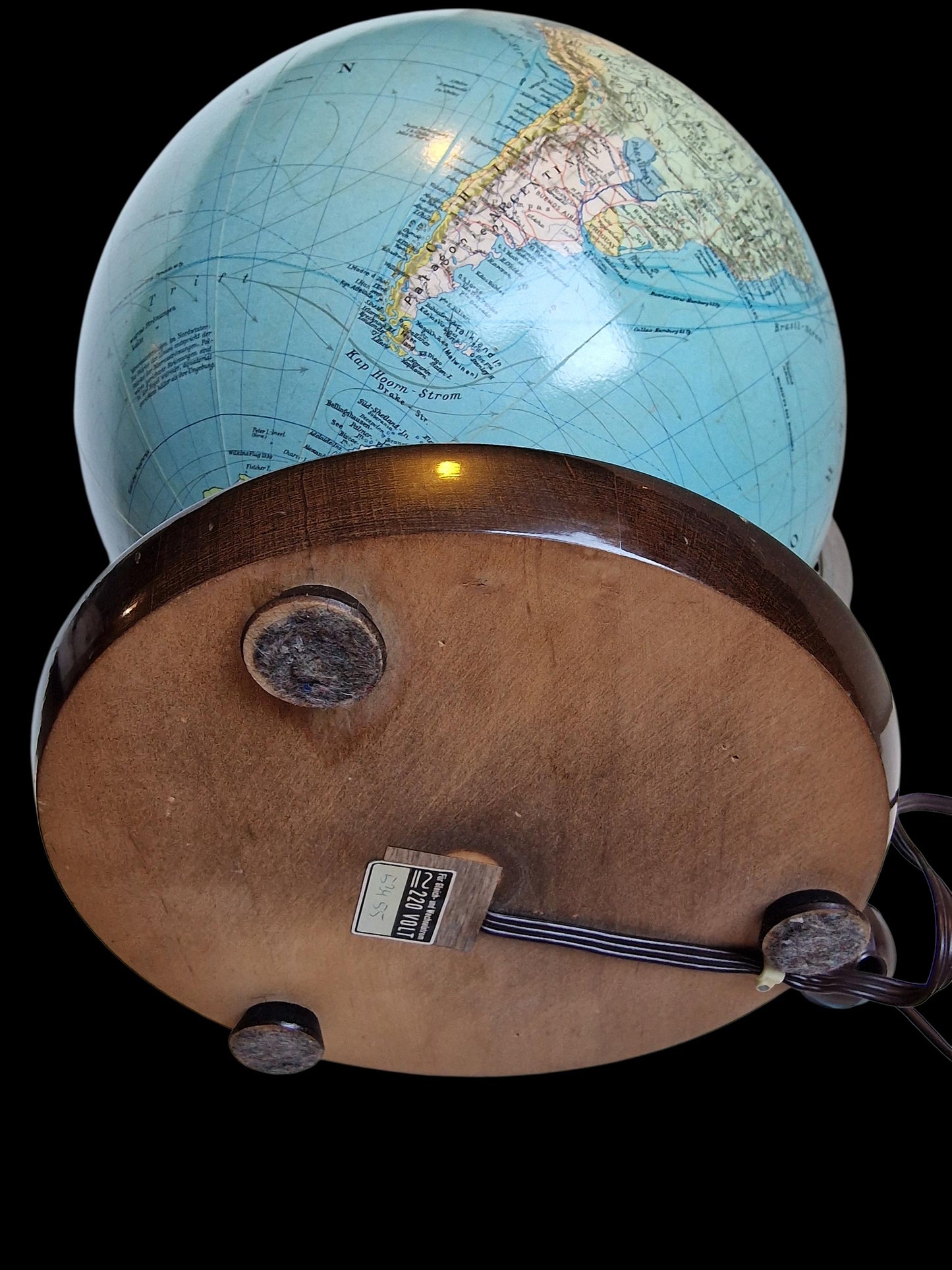 XL Vintage Glass Globe Lamp by Paul Oestergaard, columbus, 1950s MCM earth