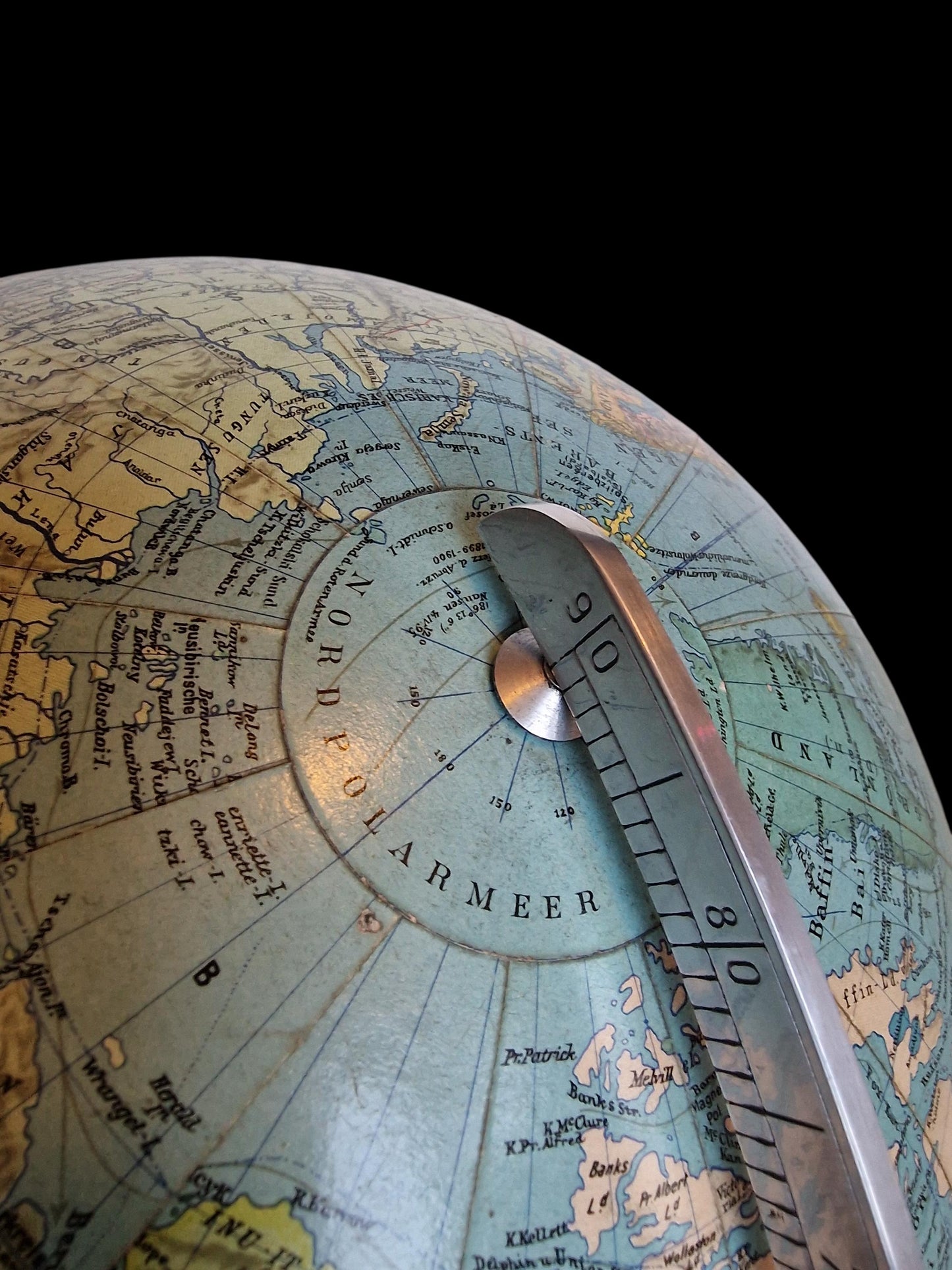 XL Vintage Glass Globe Lamp by Paul Oestergaard, columbus, 1950s MCM earth