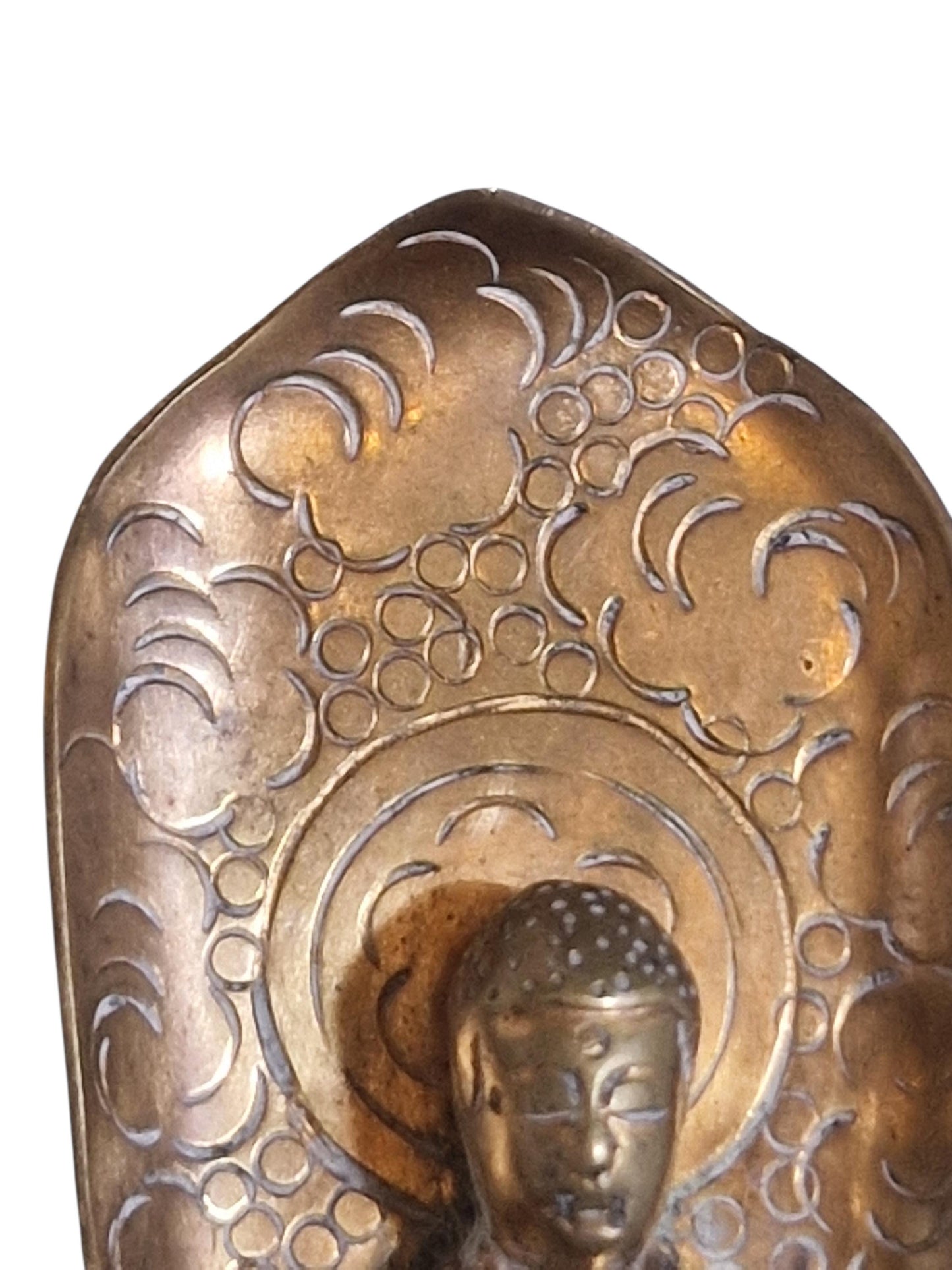Antique Asian Brass Buddhist Figure with Halo – Early 20th Century