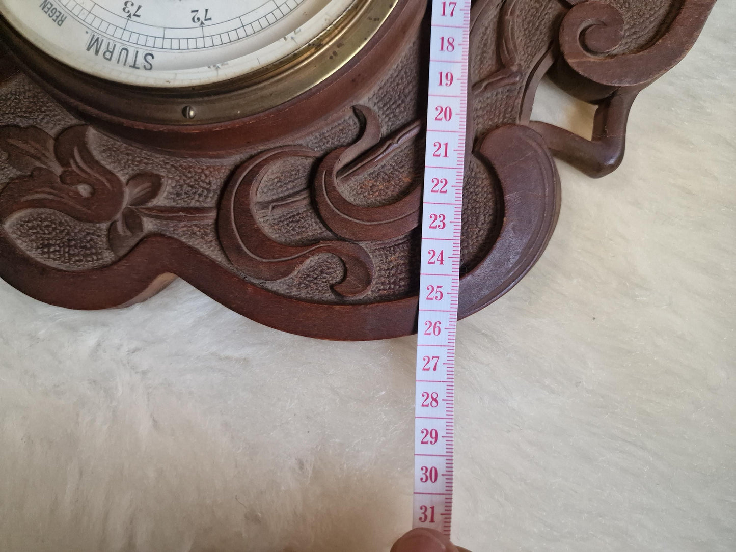 Art Nouveau Carved Holosteric Barometer: Antique German Weather Station, friedrich meier, hameln