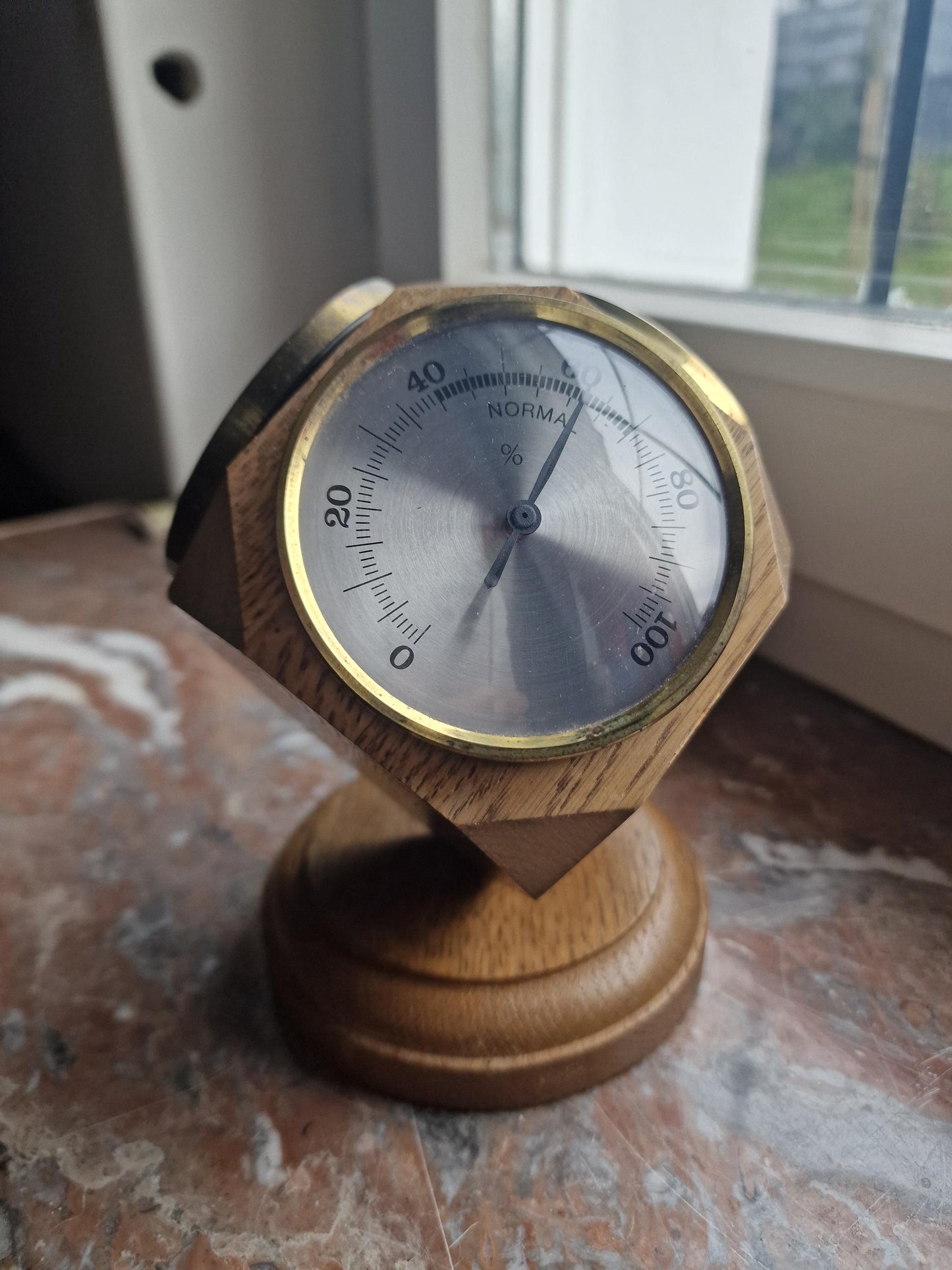 Vintage 60s Rotating Wood Barometer Thermometer – German Kubic Design