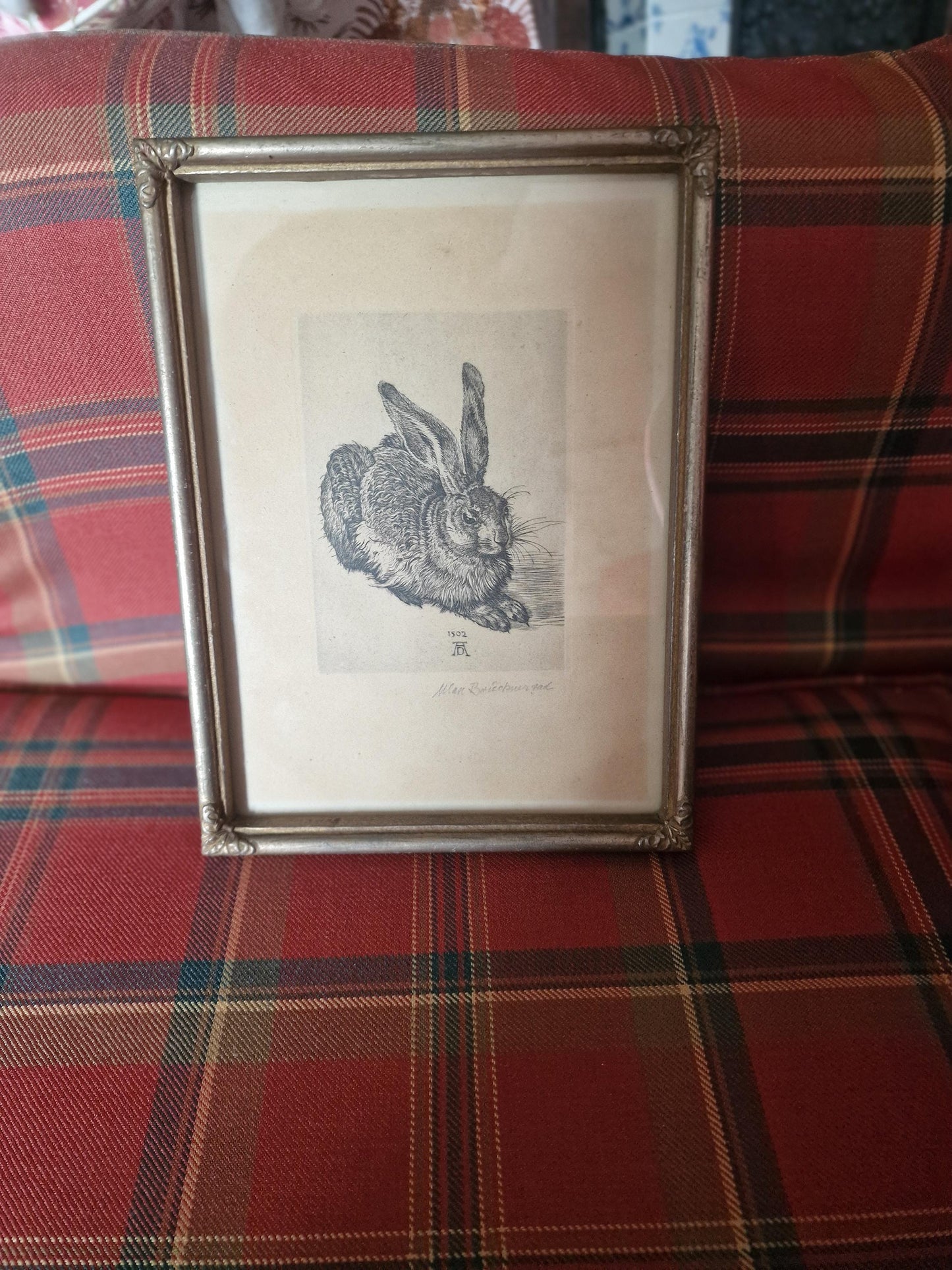 Max Brückner Hare Print – 1910s Vintage German Framed Artwork