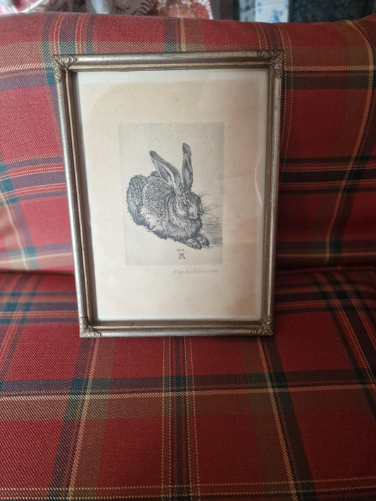 Max Brückner Hare Print – 1910s Vintage German Framed Artwork
