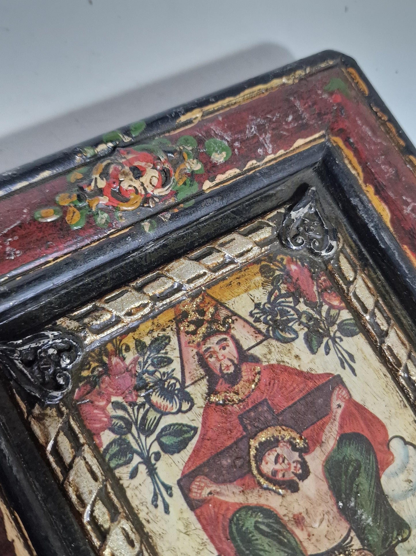 Antique Alpine Folk Art Panels – Saint Nicholas & Gnadenstuhl Pair