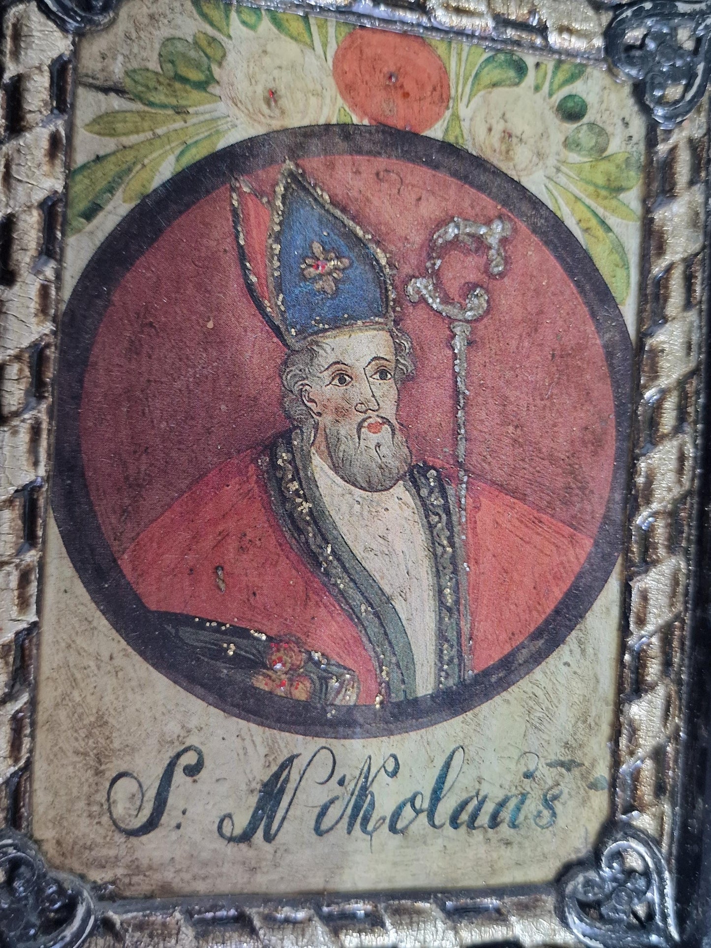 Antique Alpine Folk Art Panels – Saint Nicholas & Gnadenstuhl Pair