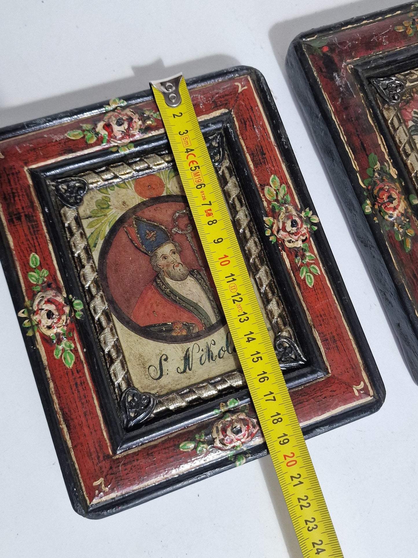 Antique Alpine Folk Art Panels – Saint Nicholas & Gnadenstuhl Pair