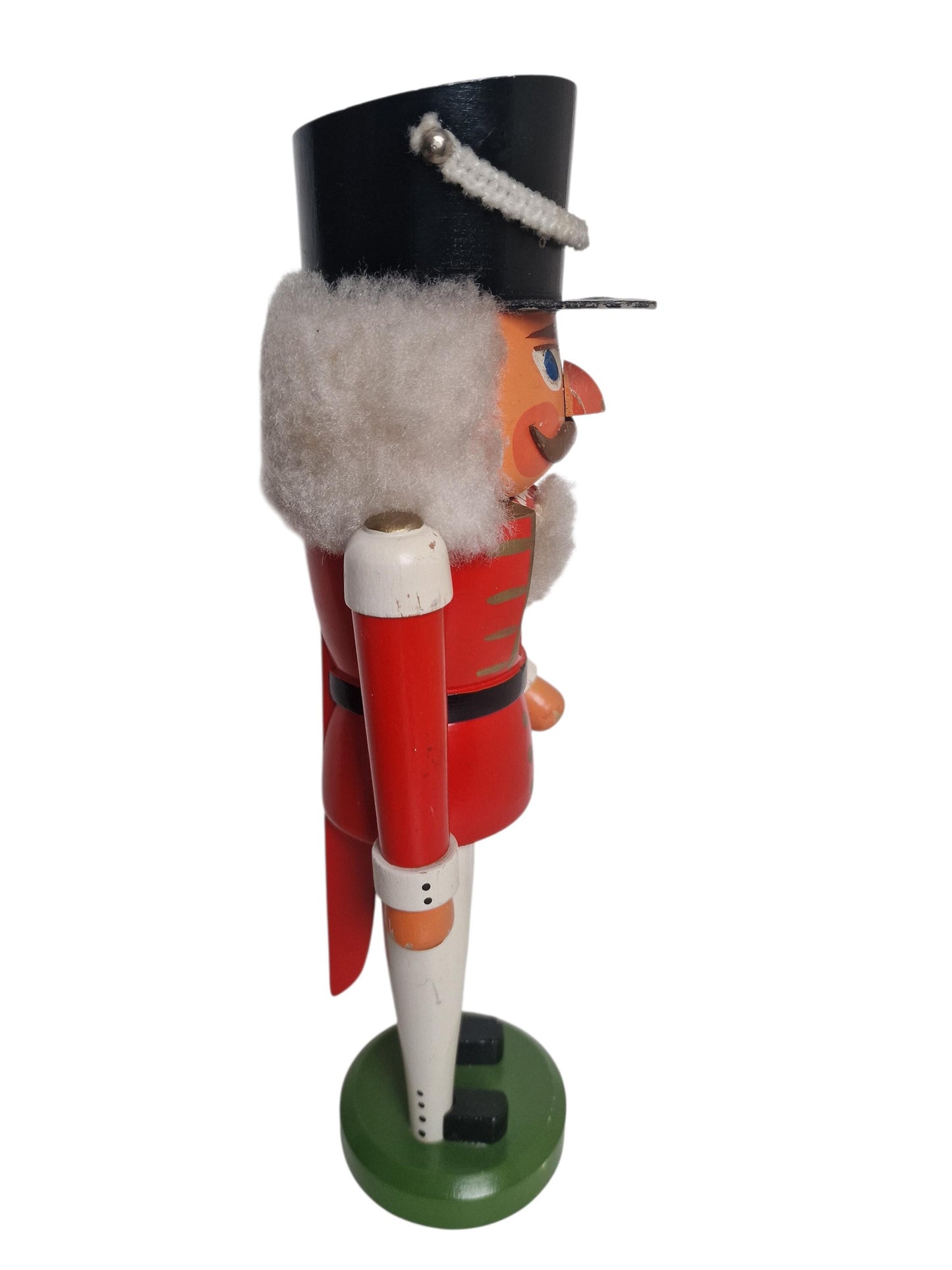 Antique Erzgebirge Wood Nutcracker, Hand-Painted Christmas Decor (34cm, 1920s)