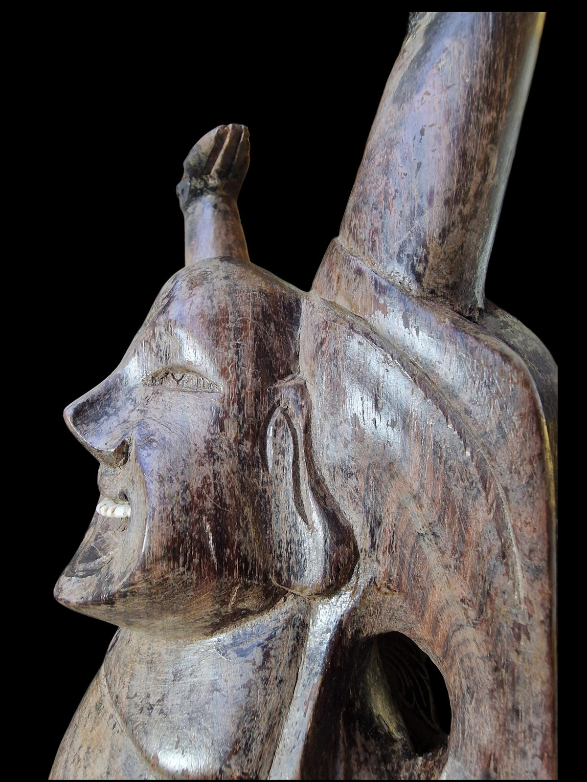 Antique Javanese Wood Carving, 19th Century Folk Art Figure
