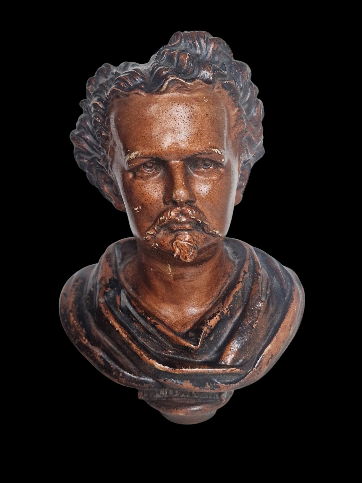 Antique French Terracotta Beethoven Bust Sculpture, 19th Century