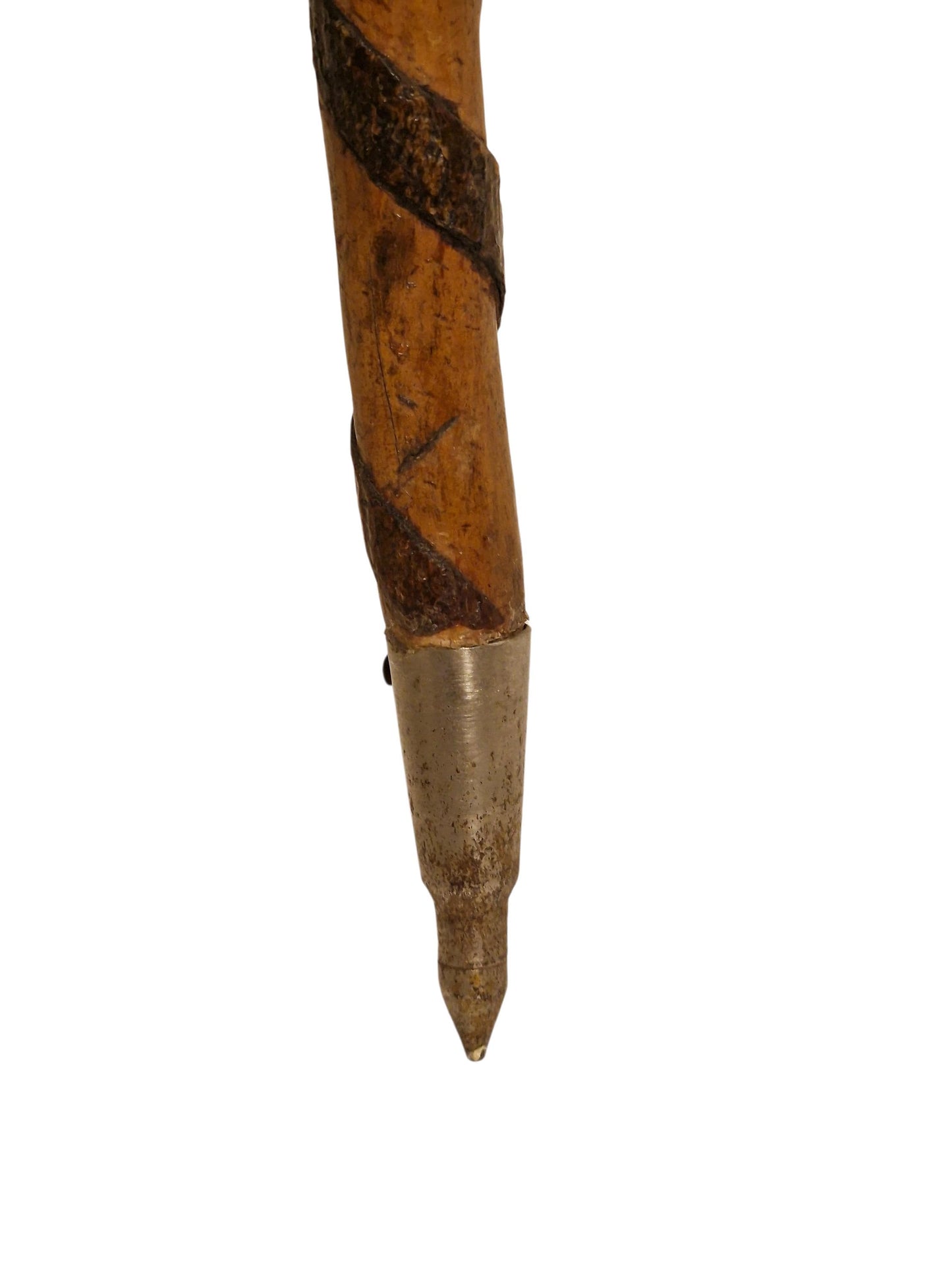 antique cane Bavarian twisted walking stick with deer antlers, european collection, flannel stick,