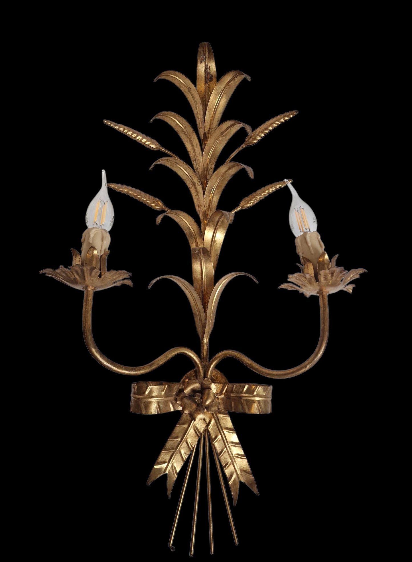 Coco Chanel' Large iconic Gilded ears of corn wall lamp,  by Hans Kögl.