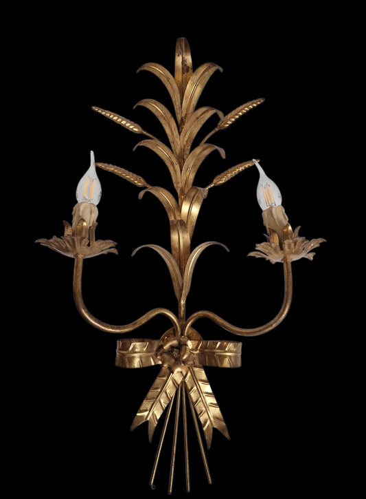 Coco Chanel' Large iconic Gilded ears of corn wall lamp,  by Hans Kögl.
