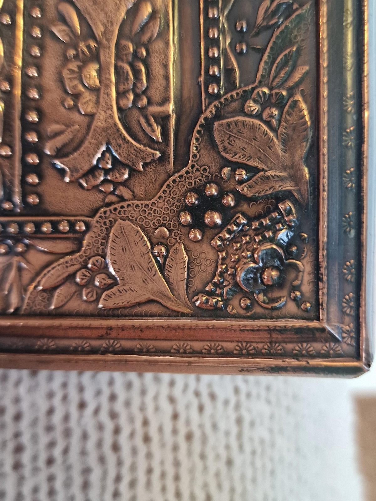 Virgin of Kazan Icon, Copper Relief Oklad, Russian Orthodox Icon 22 x 18  cm, midcentury vintage ikoon