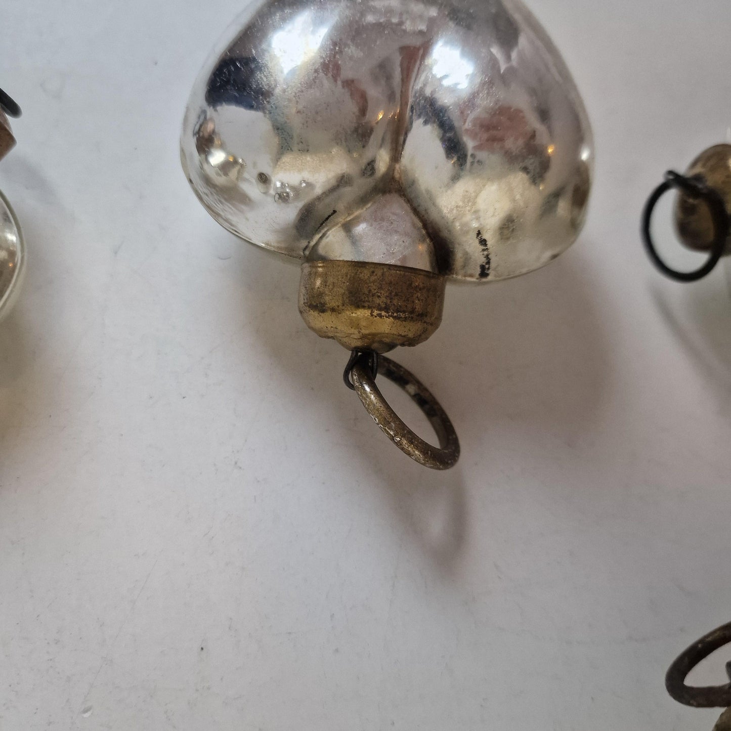 Set of 10 Antique Heavy Glass Christmas Baubles